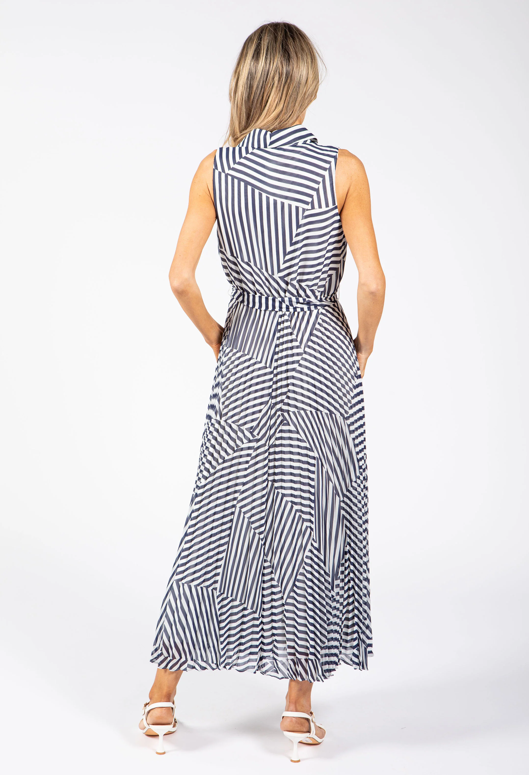 Asymmetrical Striped Shirt Dress - Image 5