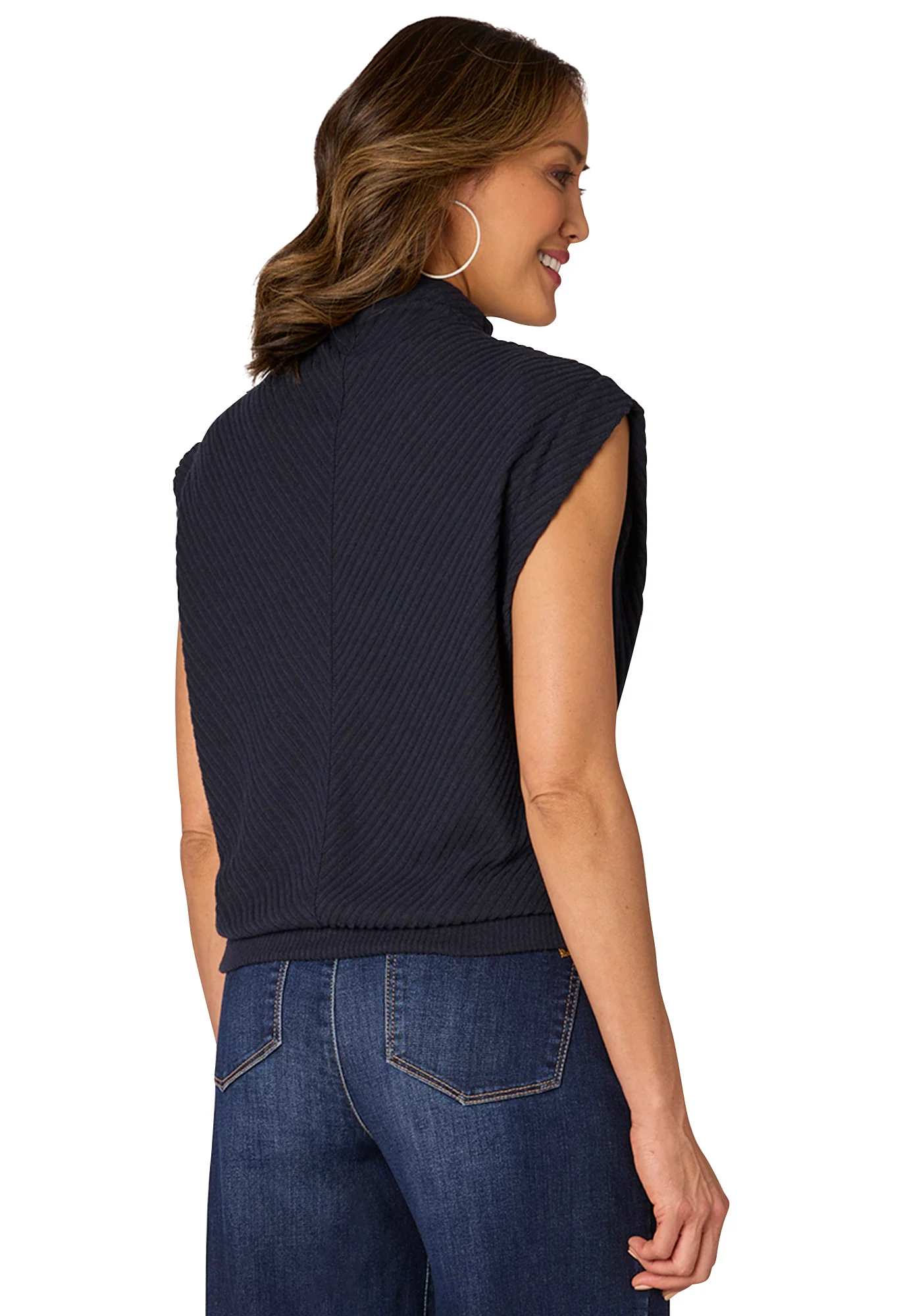Cap Sleeve Funnel Neck Knit Top - Image 2