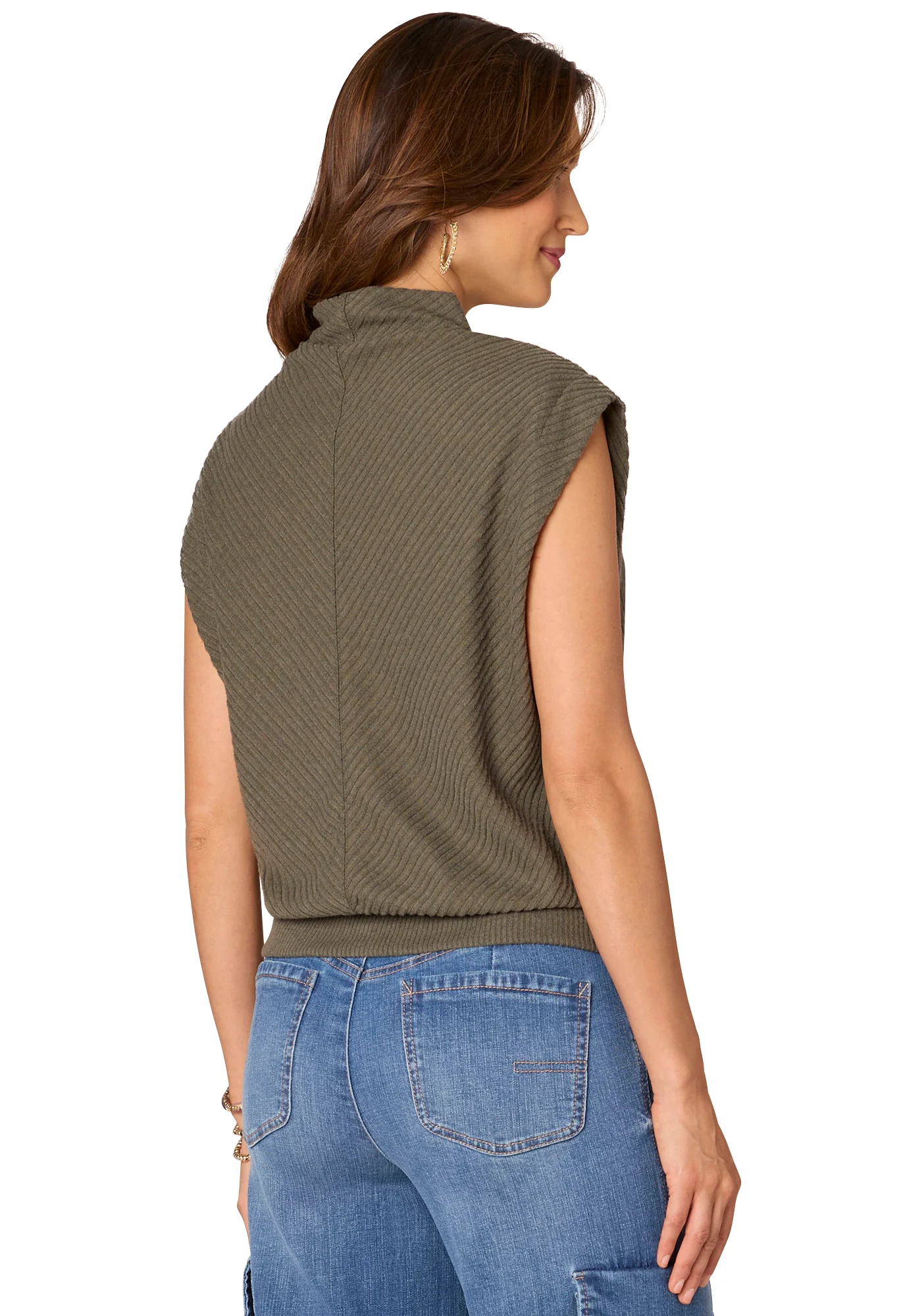 Cap Sleeve Funnel Neck Knit Top - Image 5