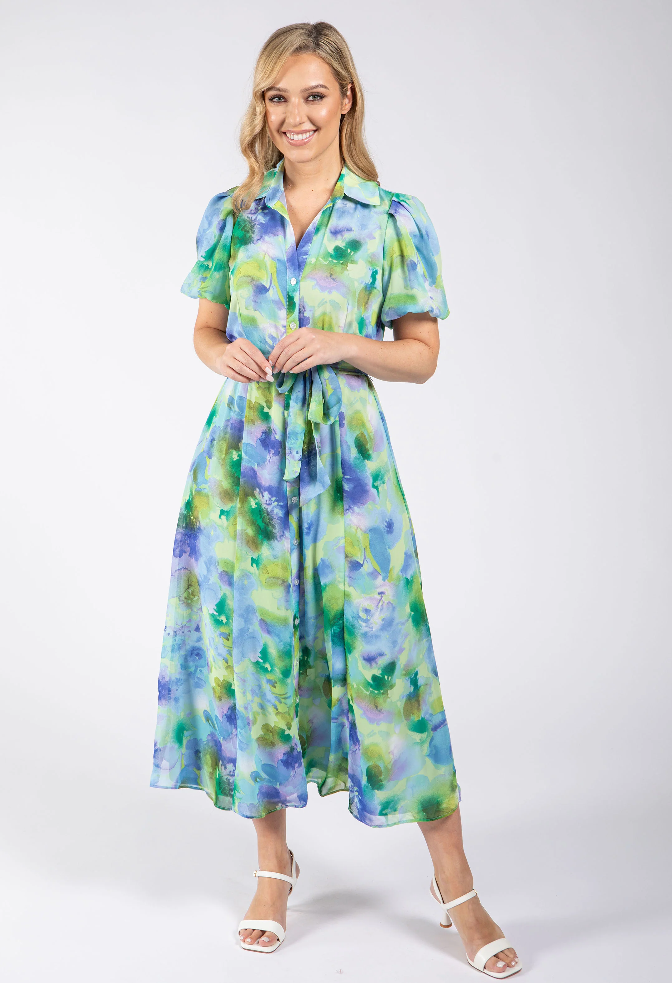 Balloon Sleeve Shirt Dress