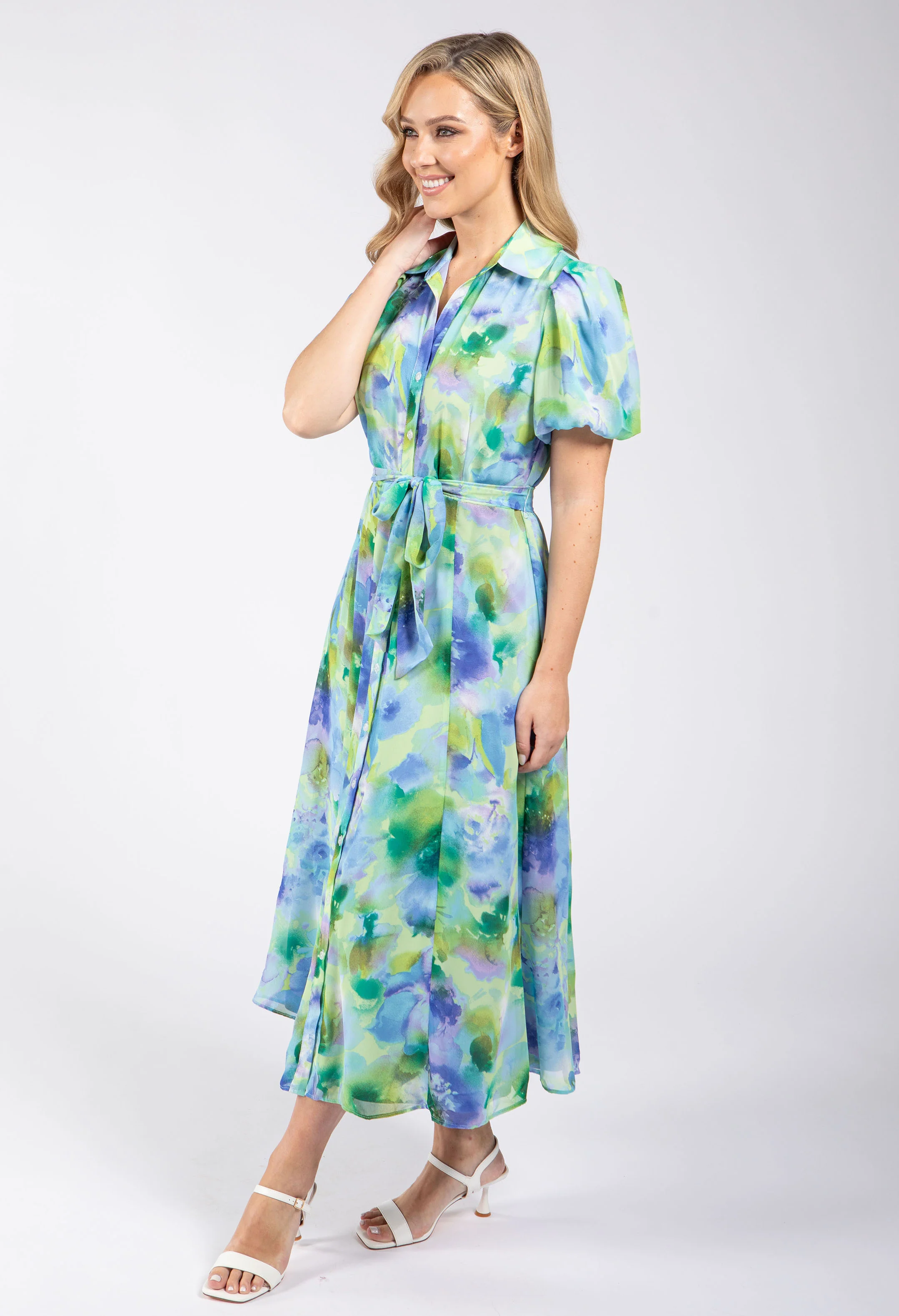 Balloon Sleeve Shirt Dress - Image 2