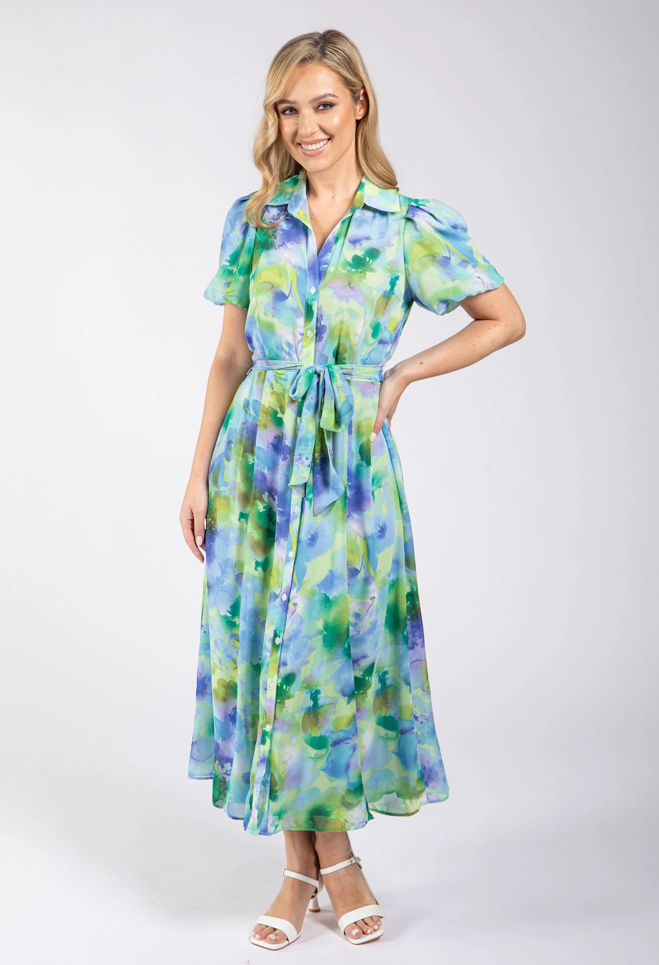 Balloon Sleeve Shirt Dress - Image 3