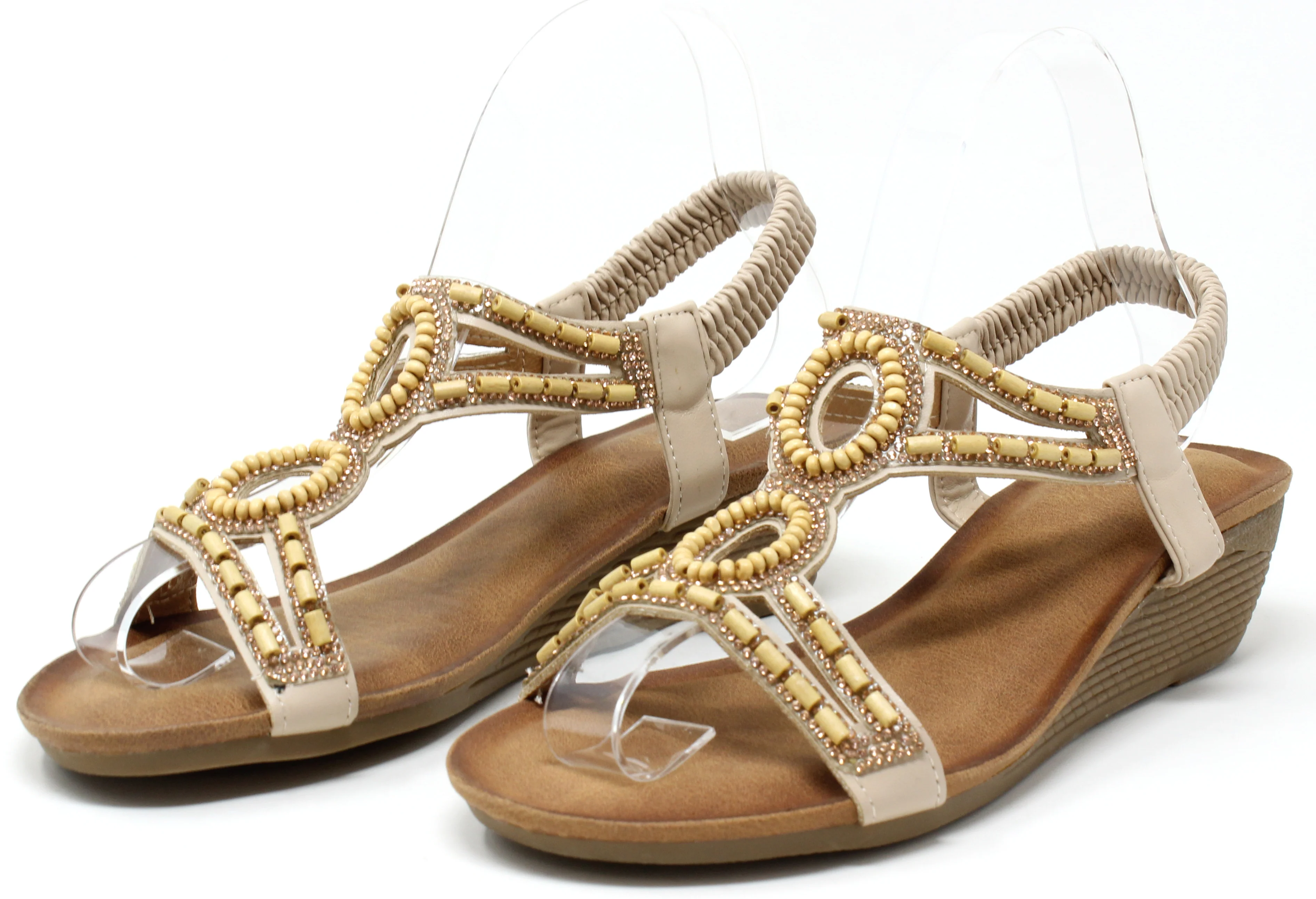 Bead and Diamante Wedge Sandal - Image 3