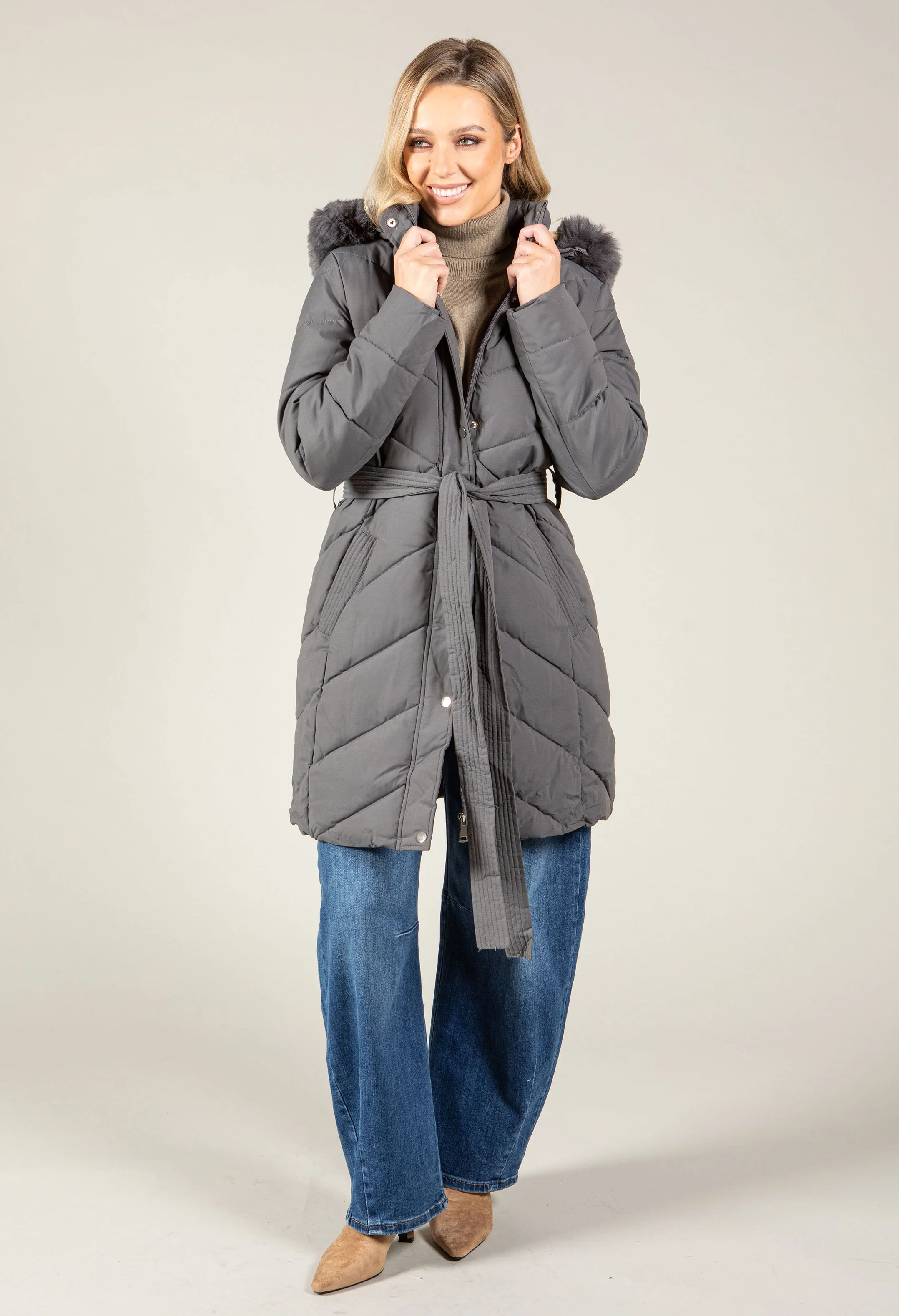 Belted Padded Coat - Image 13