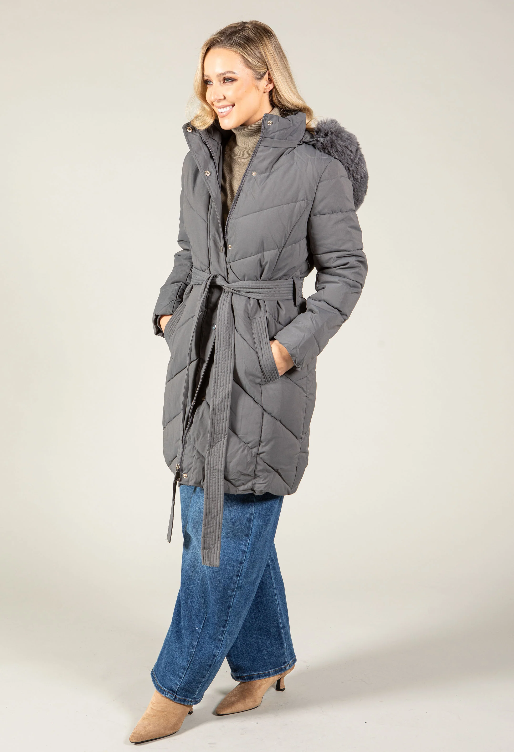 Belted Padded Coat - Image 14