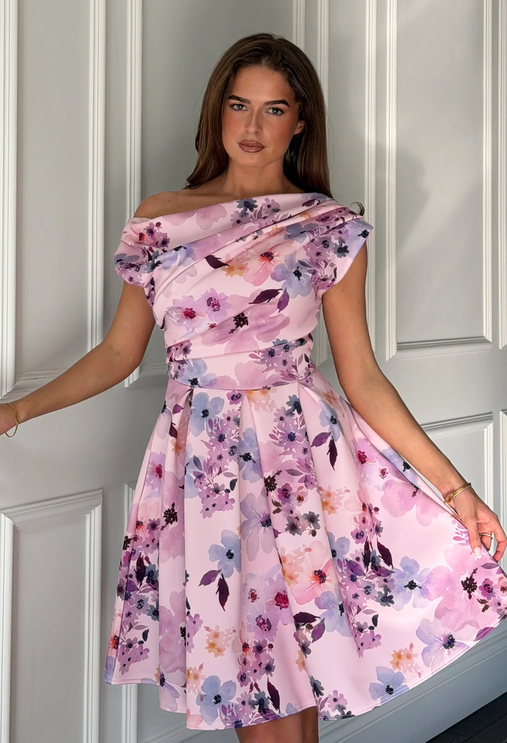 Betty Asymmetric Skater Mini Dress - Image 2