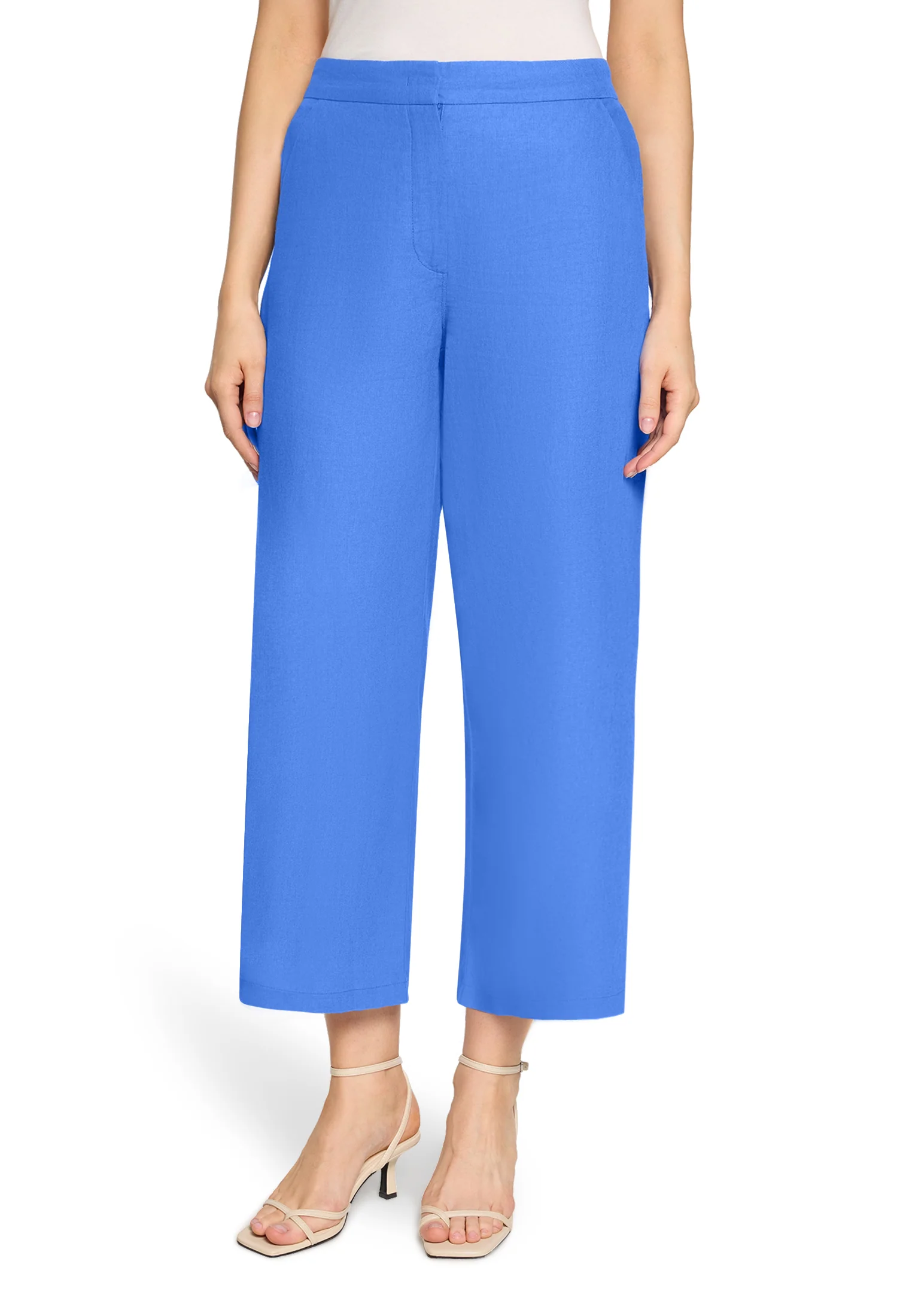 Wide Leg Linen Mix Trousers