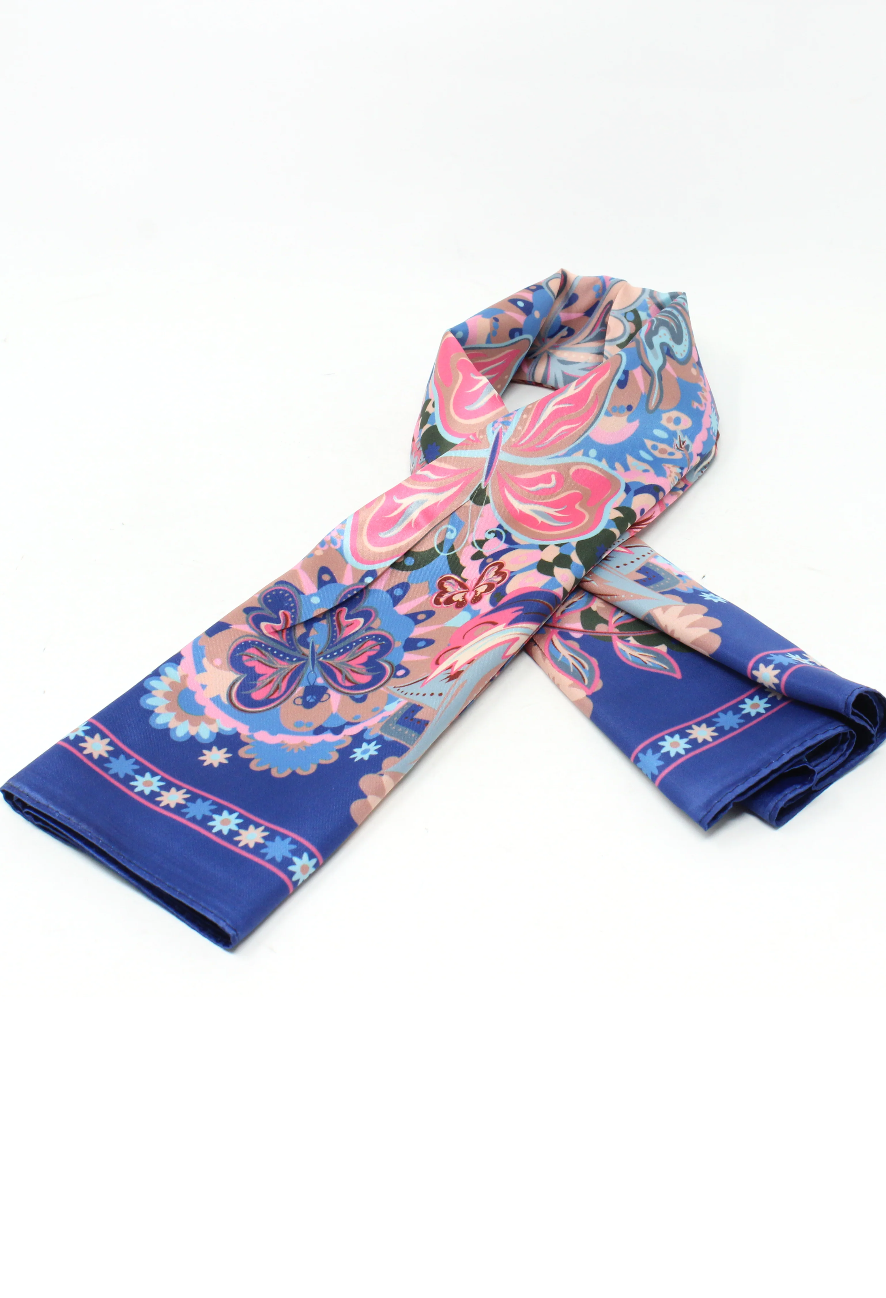Bold Butterfly Print Satin Scarf