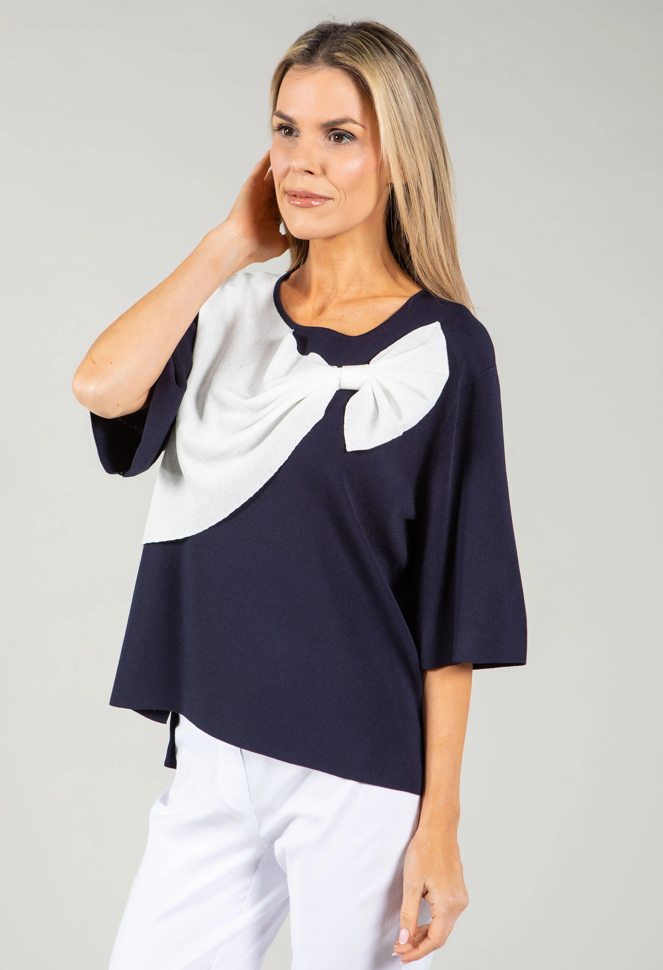 Bow Detail Fine Knit Top - Image 3