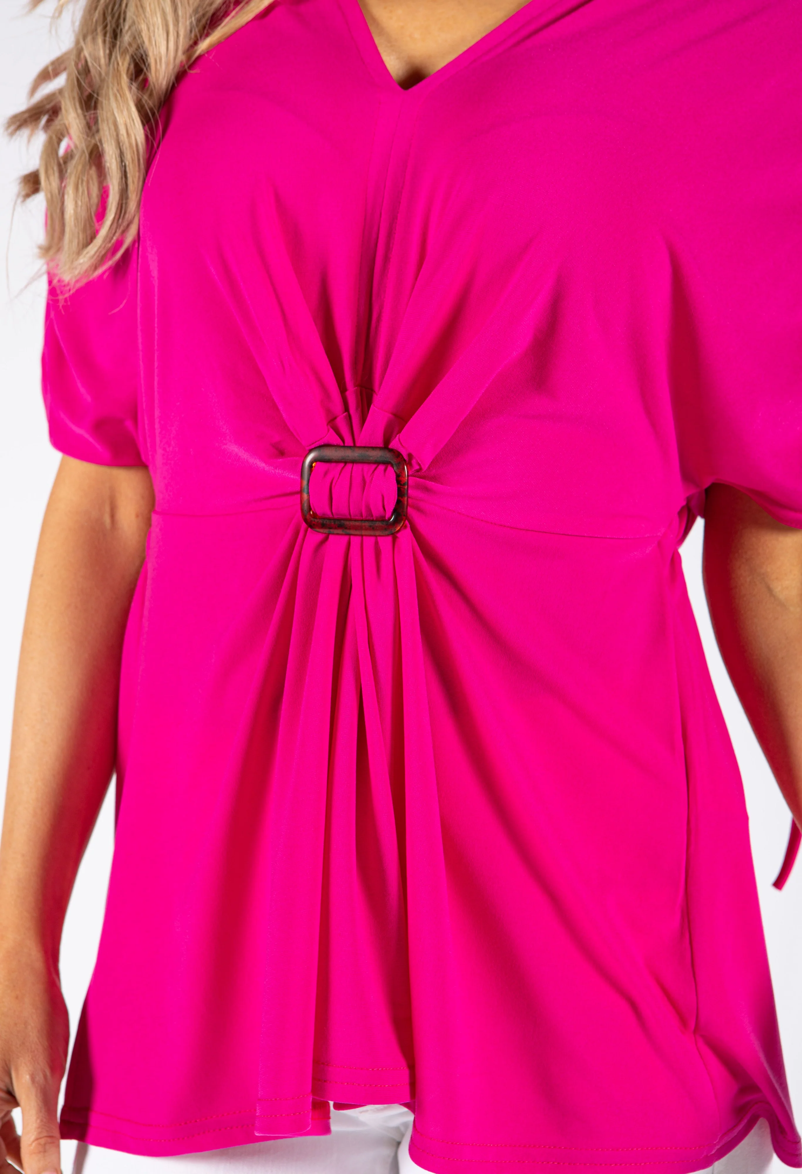Buckle Detail V Neck Top - Image 9