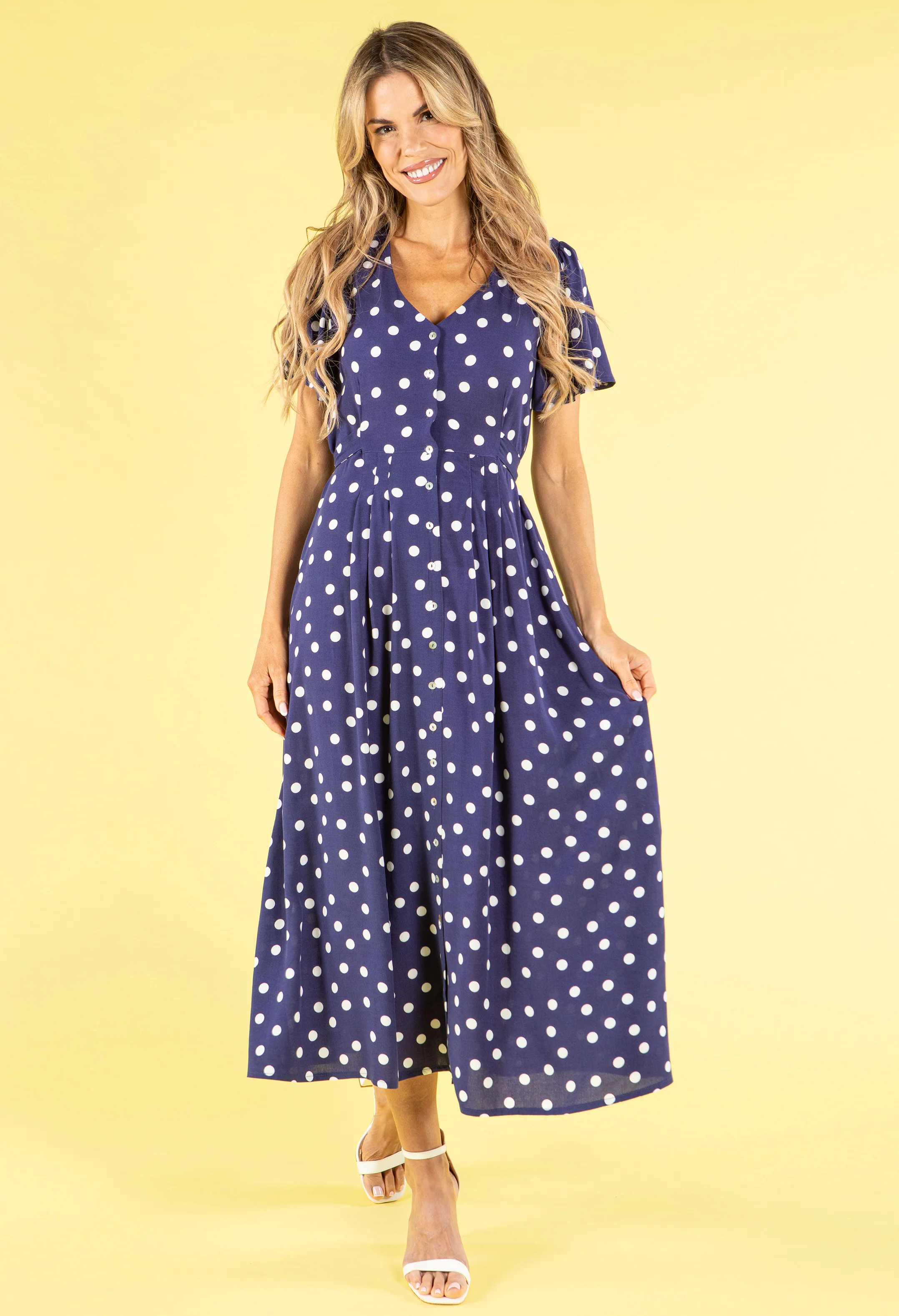 Button Through Polka Dot Dress - Image 3