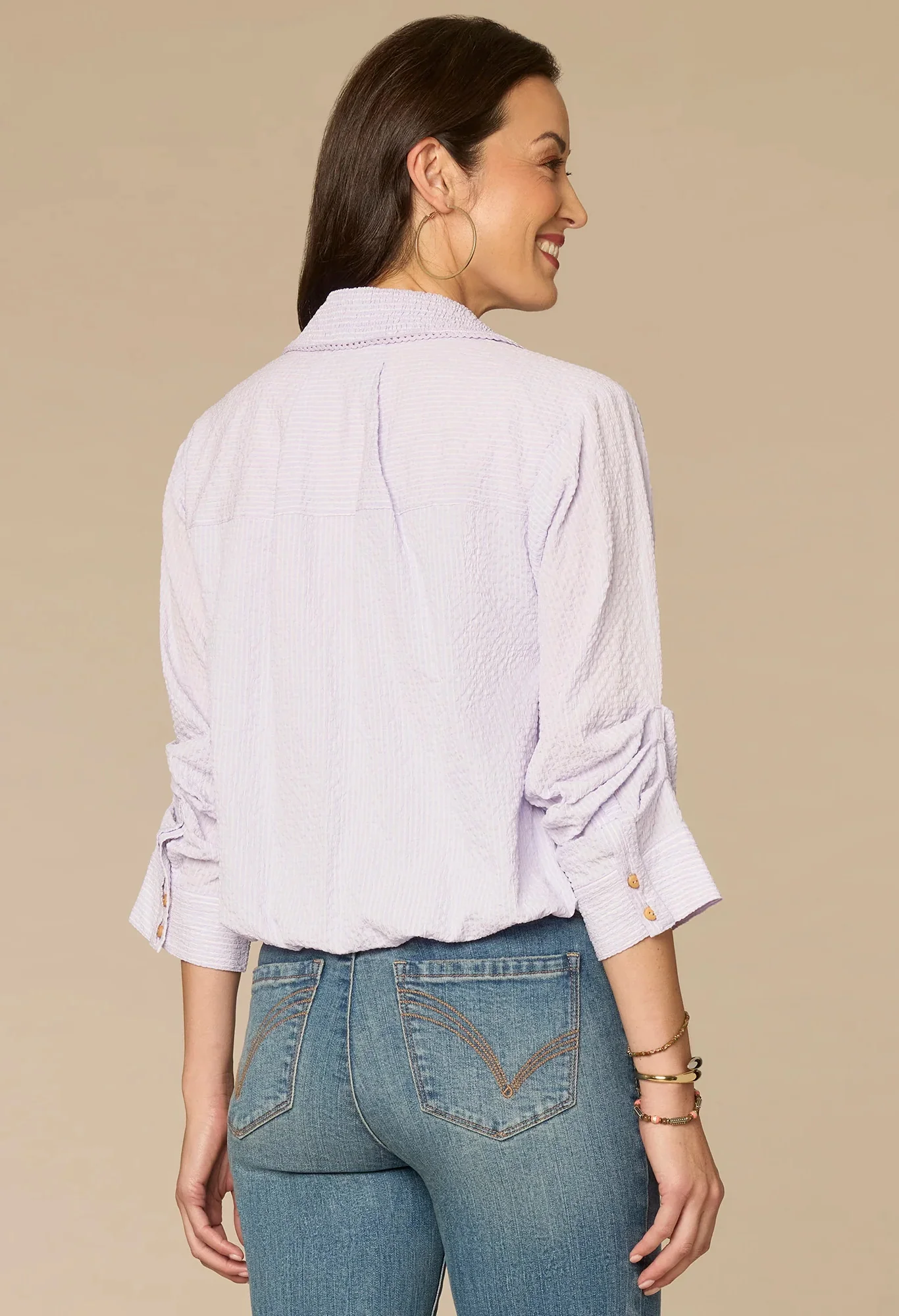 Button Down Striped Woven Shirt - Image 3
