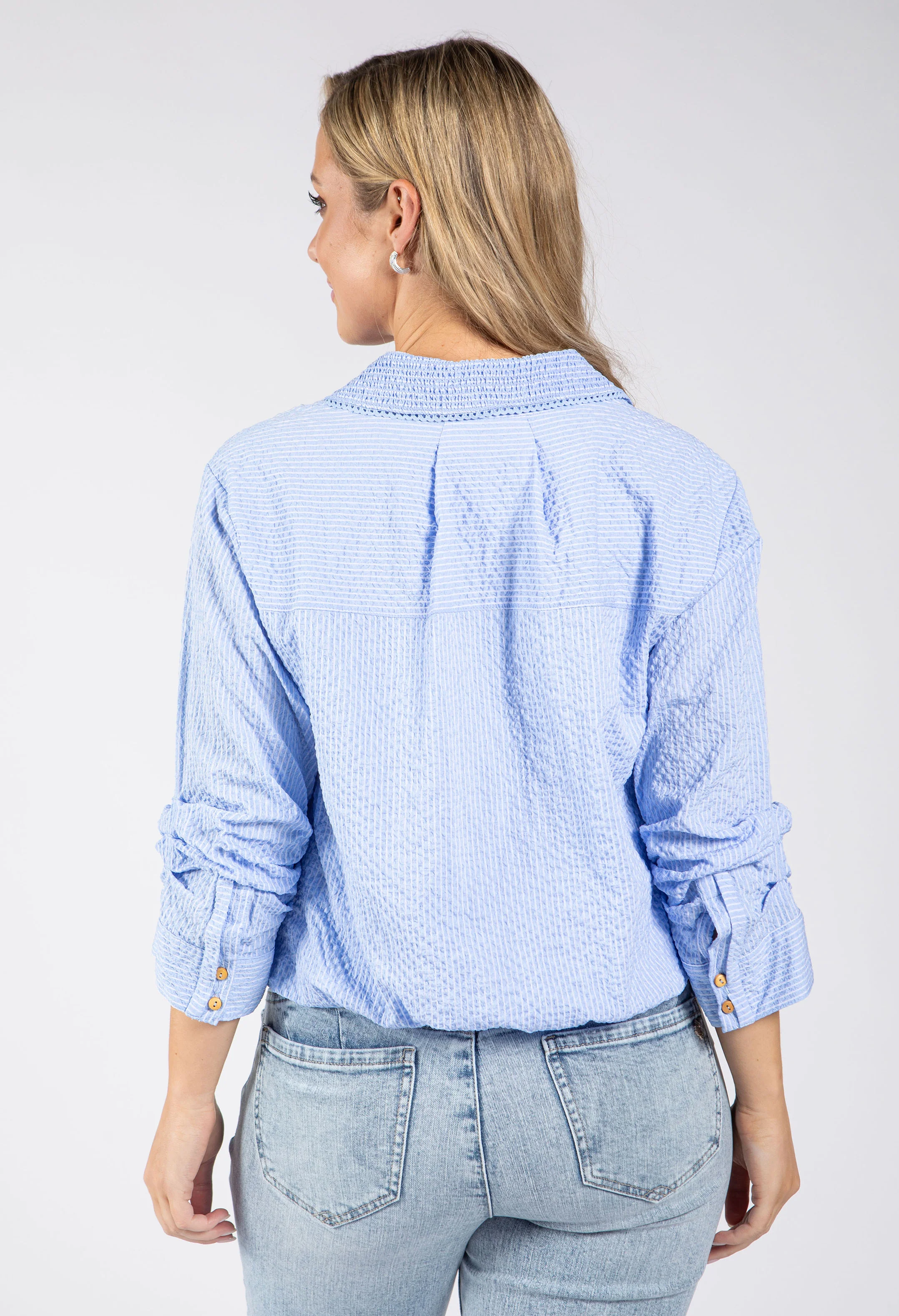 Button Down Striped Woven Shirt - Image 8