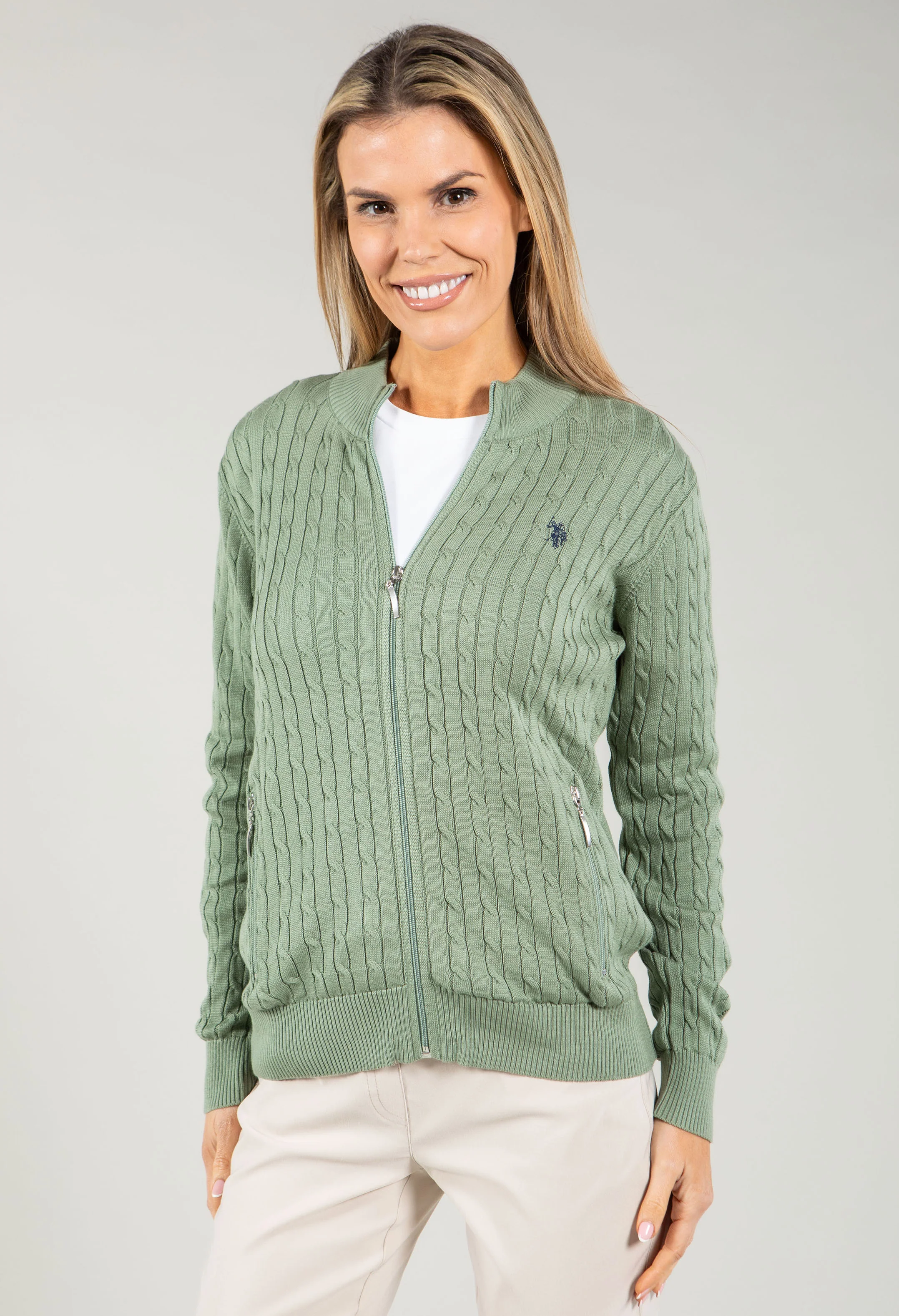Cable Knit Zip-Up Cardigan - Image 8