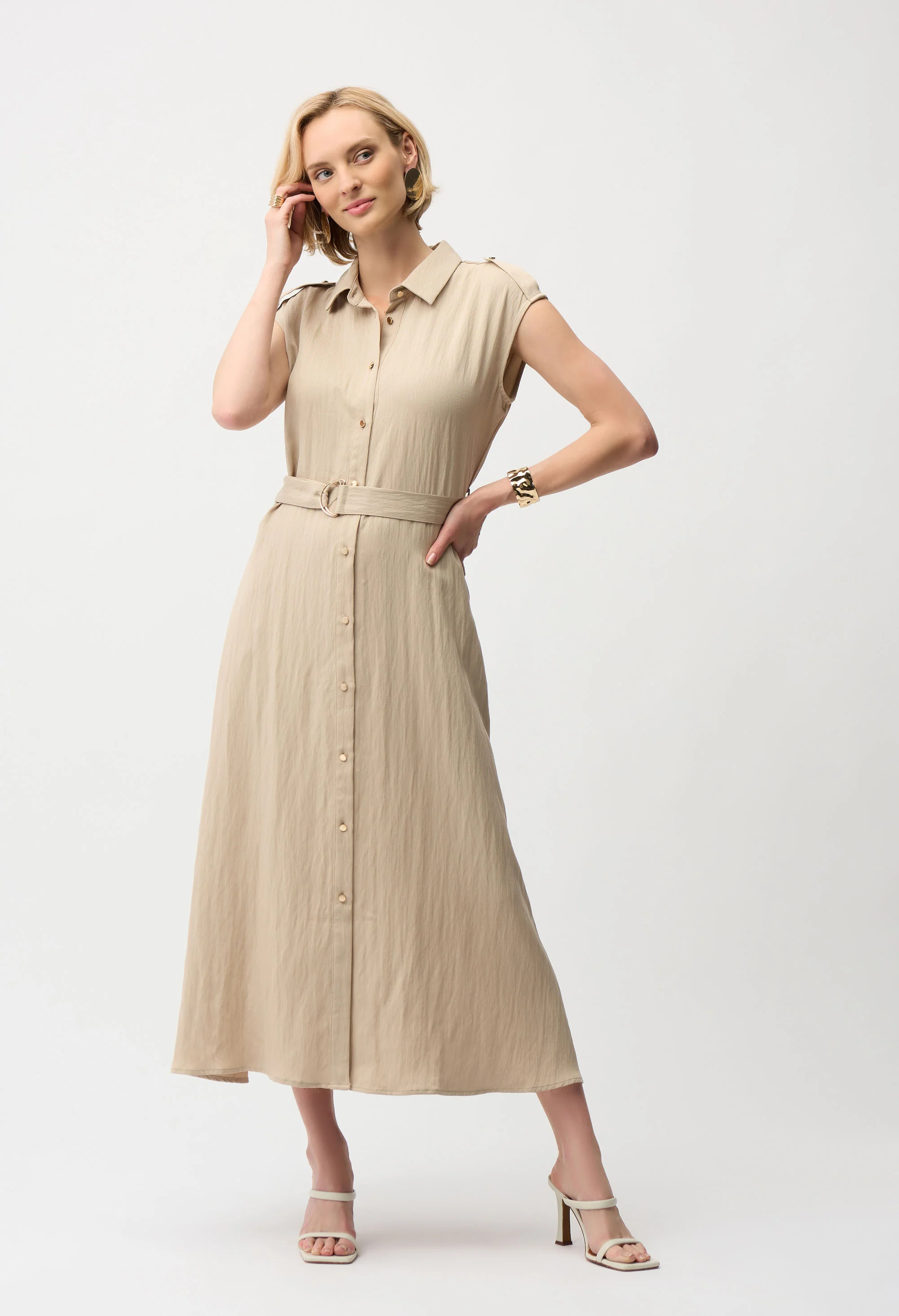 Casual Sleeveless Shirt Dress