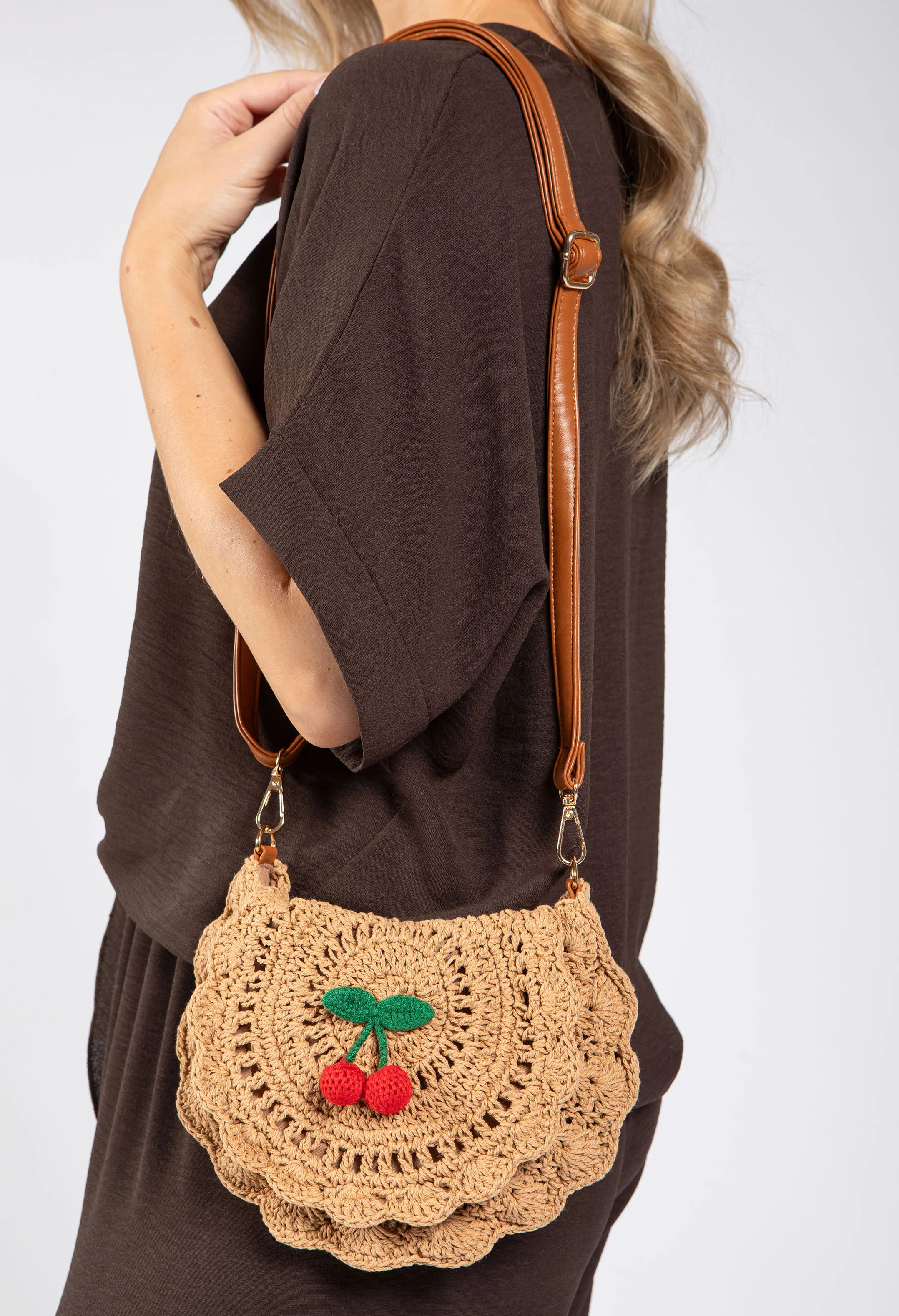 Cherry Crochet Crossbody Bag - Image 3