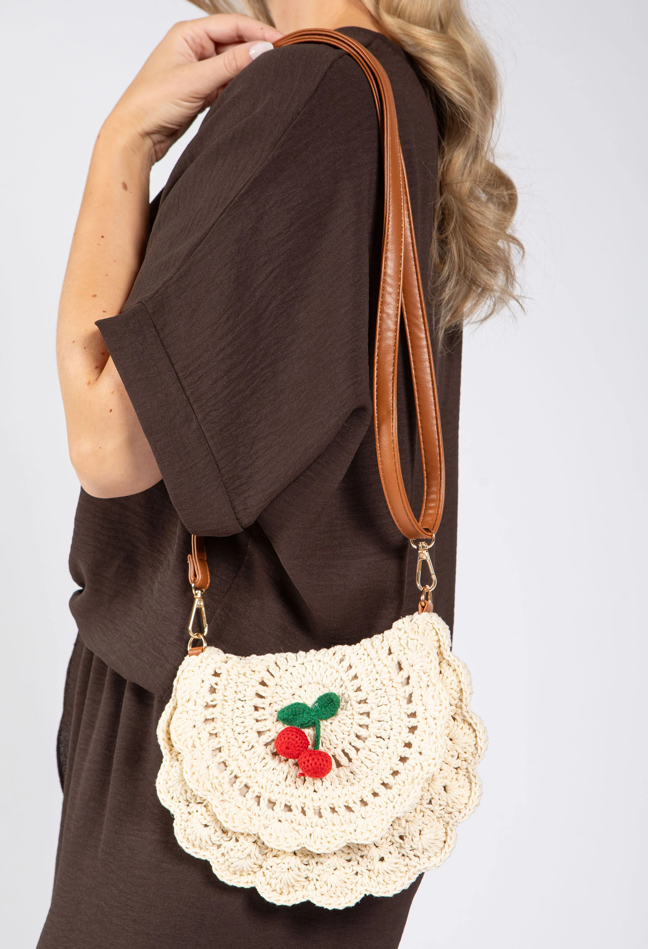 Cherry Crochet Crossbody Bag - Image 9