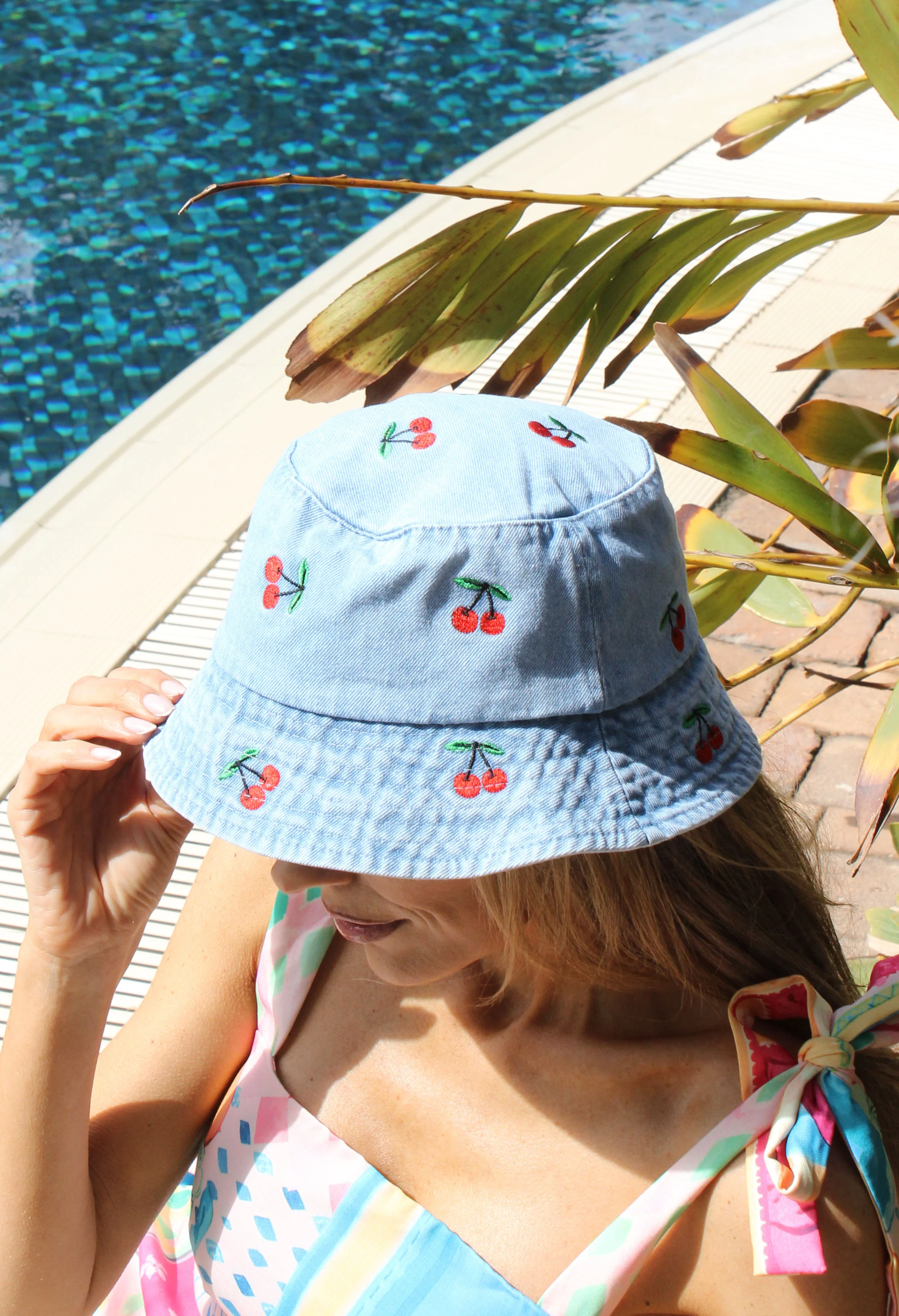 Cherry Denim Bucket Hat