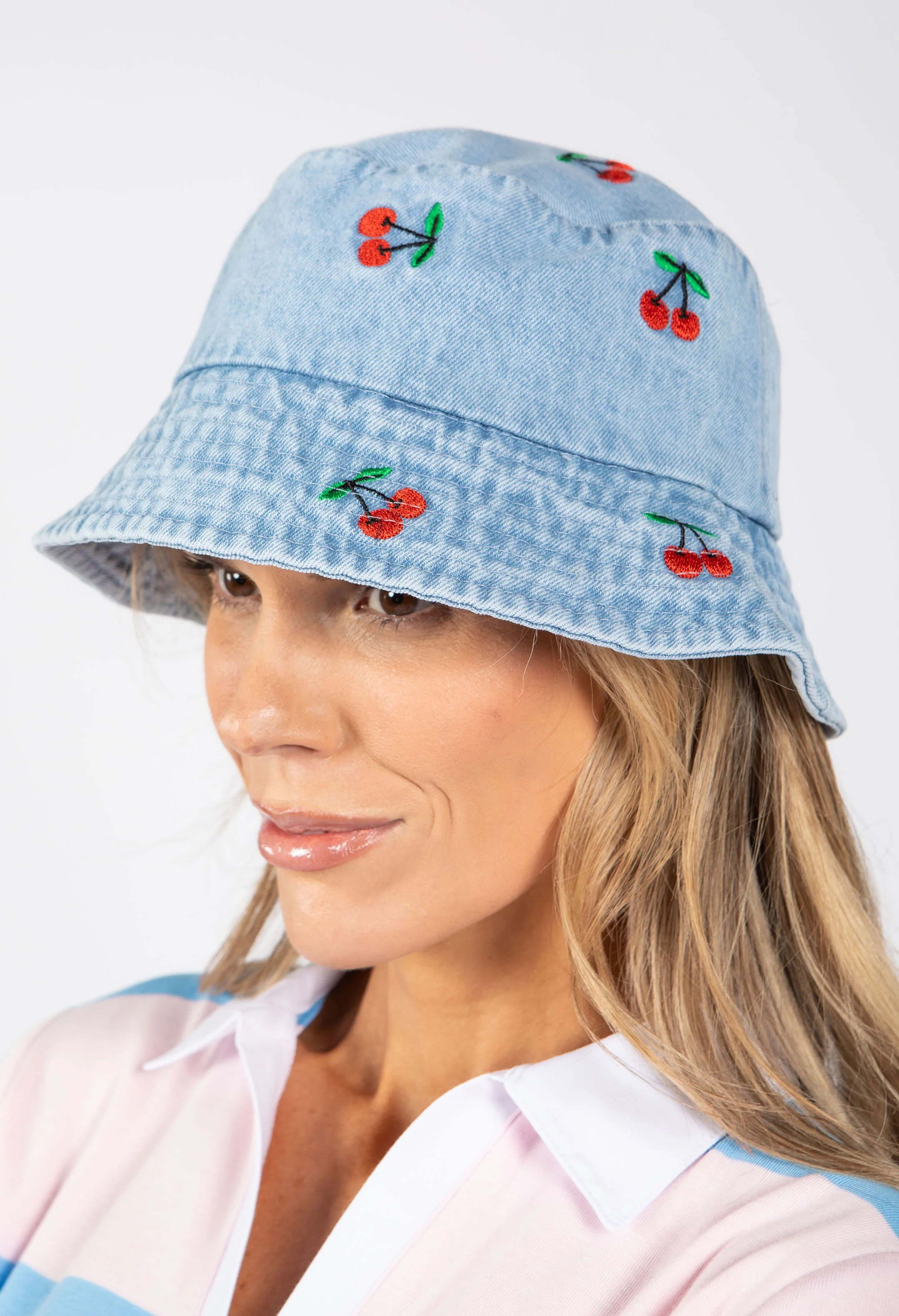 Cherry Denim Bucket Hat - Image 5