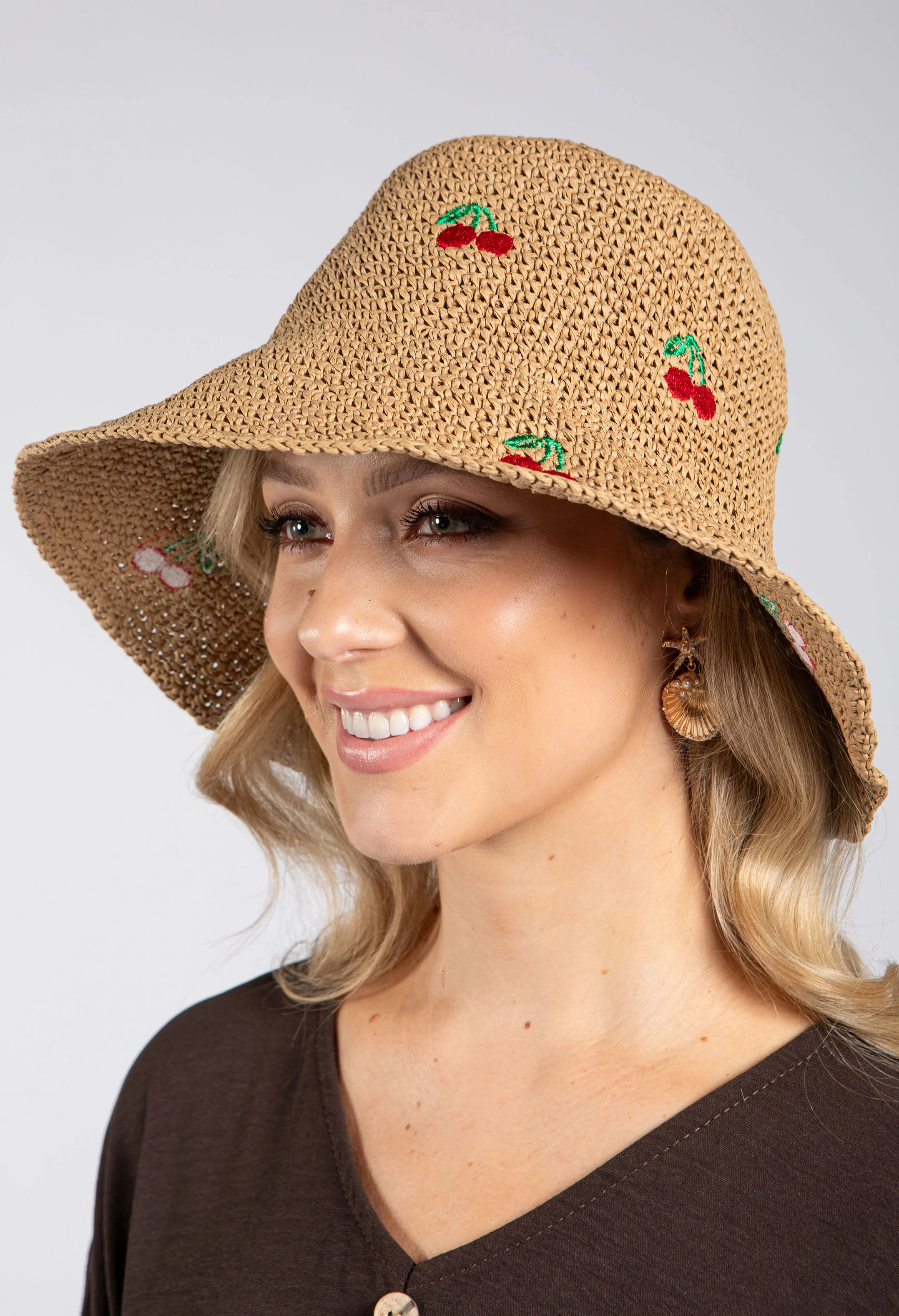 Cherry Detail Straw Hat - Image 4