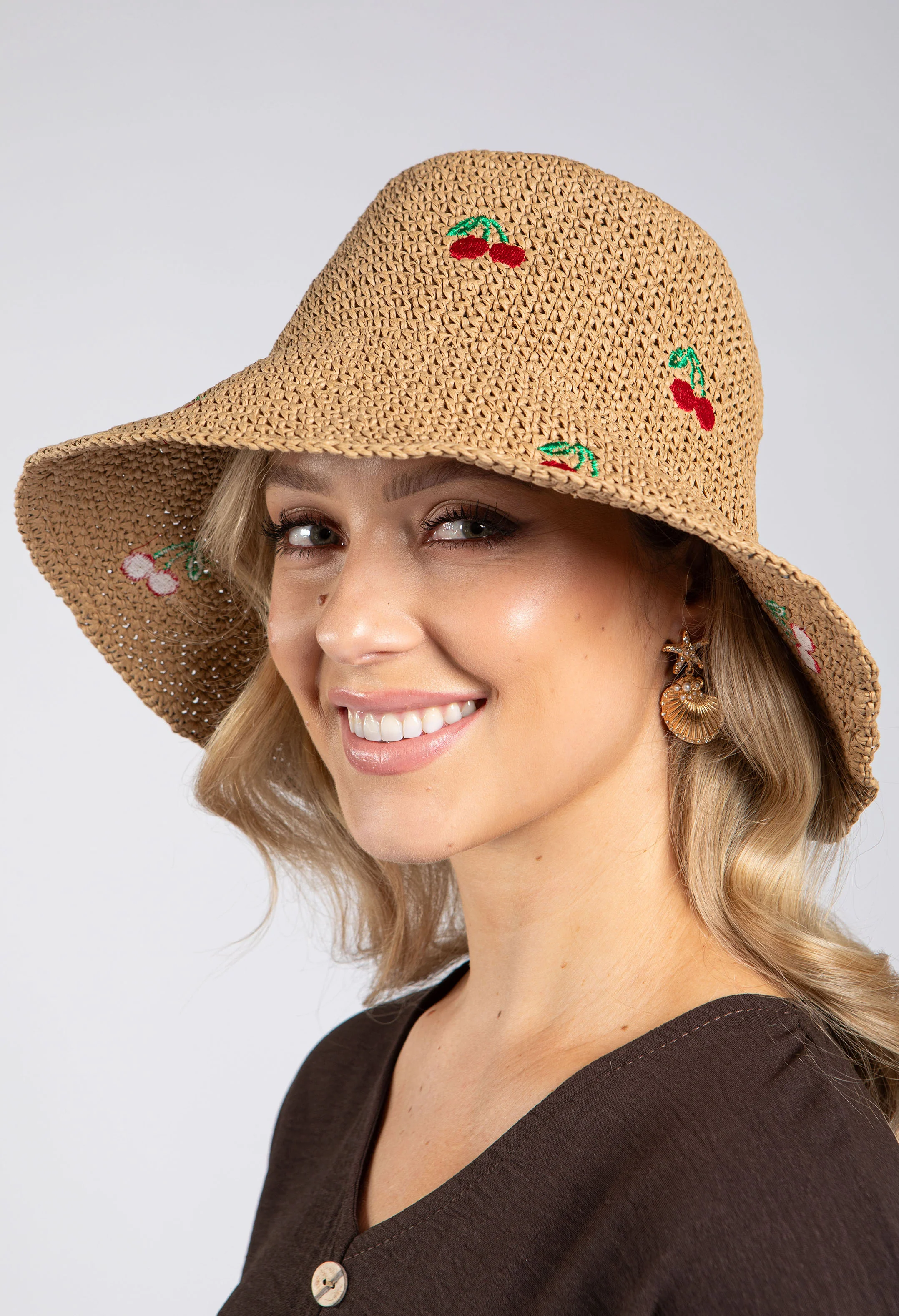 Cherry Detail Straw Hat - Image 5