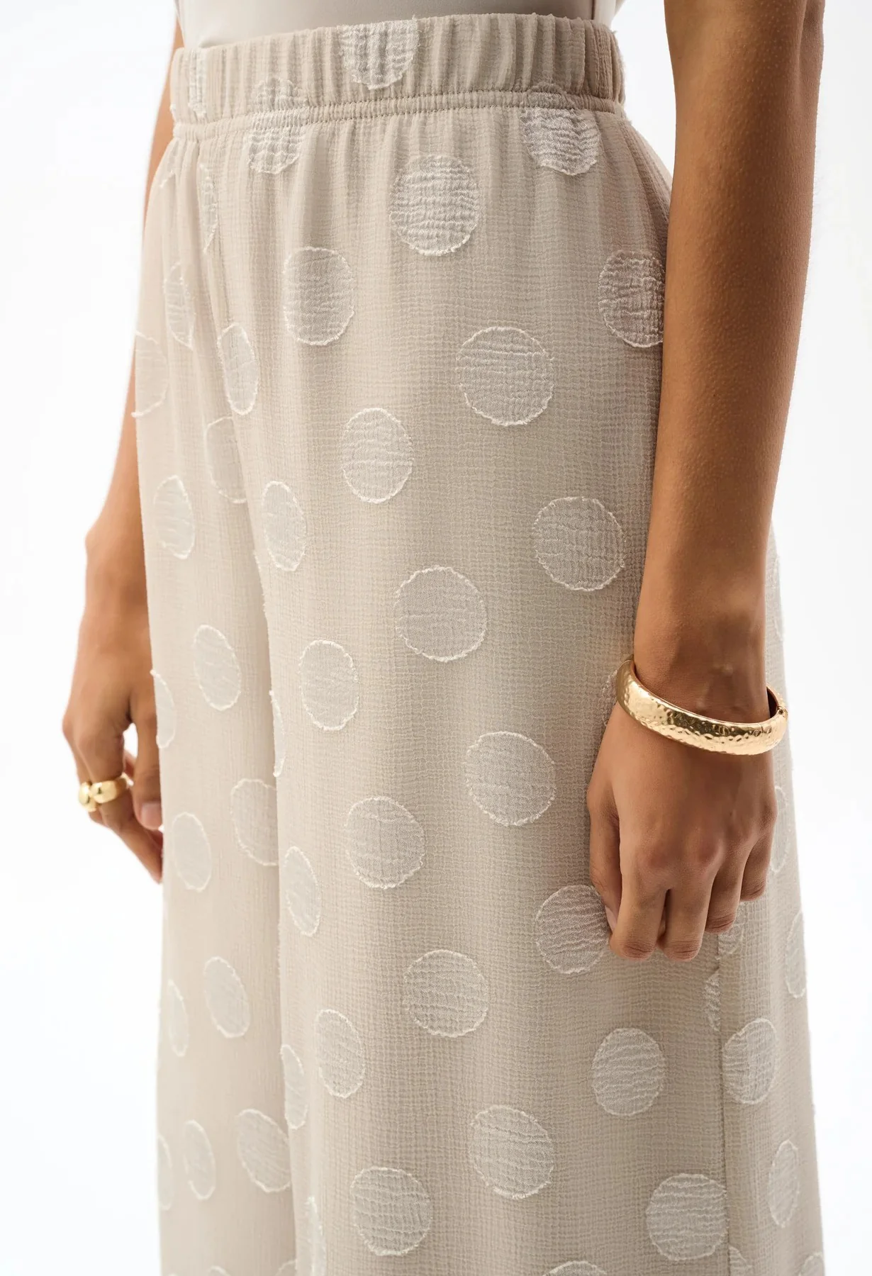 Chiffon Jacquard Dot Print Wide Trousers - Image 2