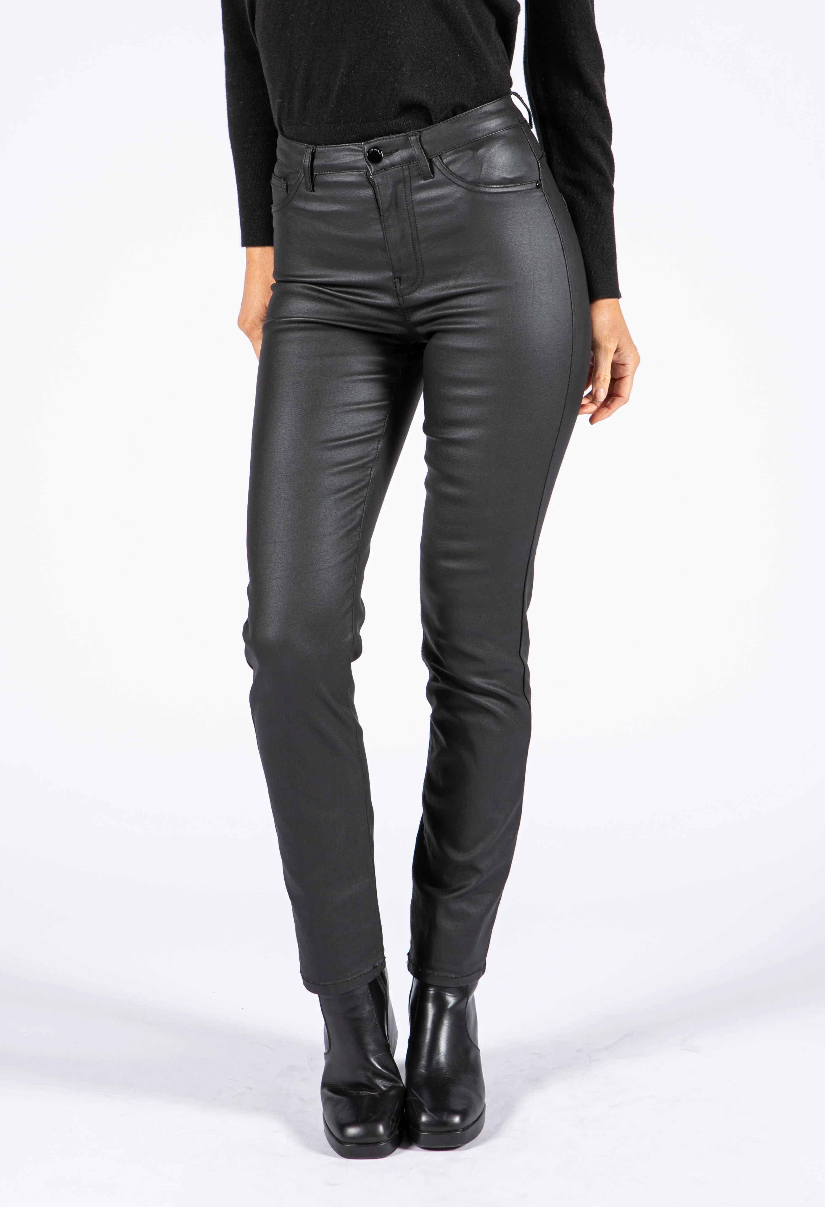 Coated Straight Leg Trousers - Image 4