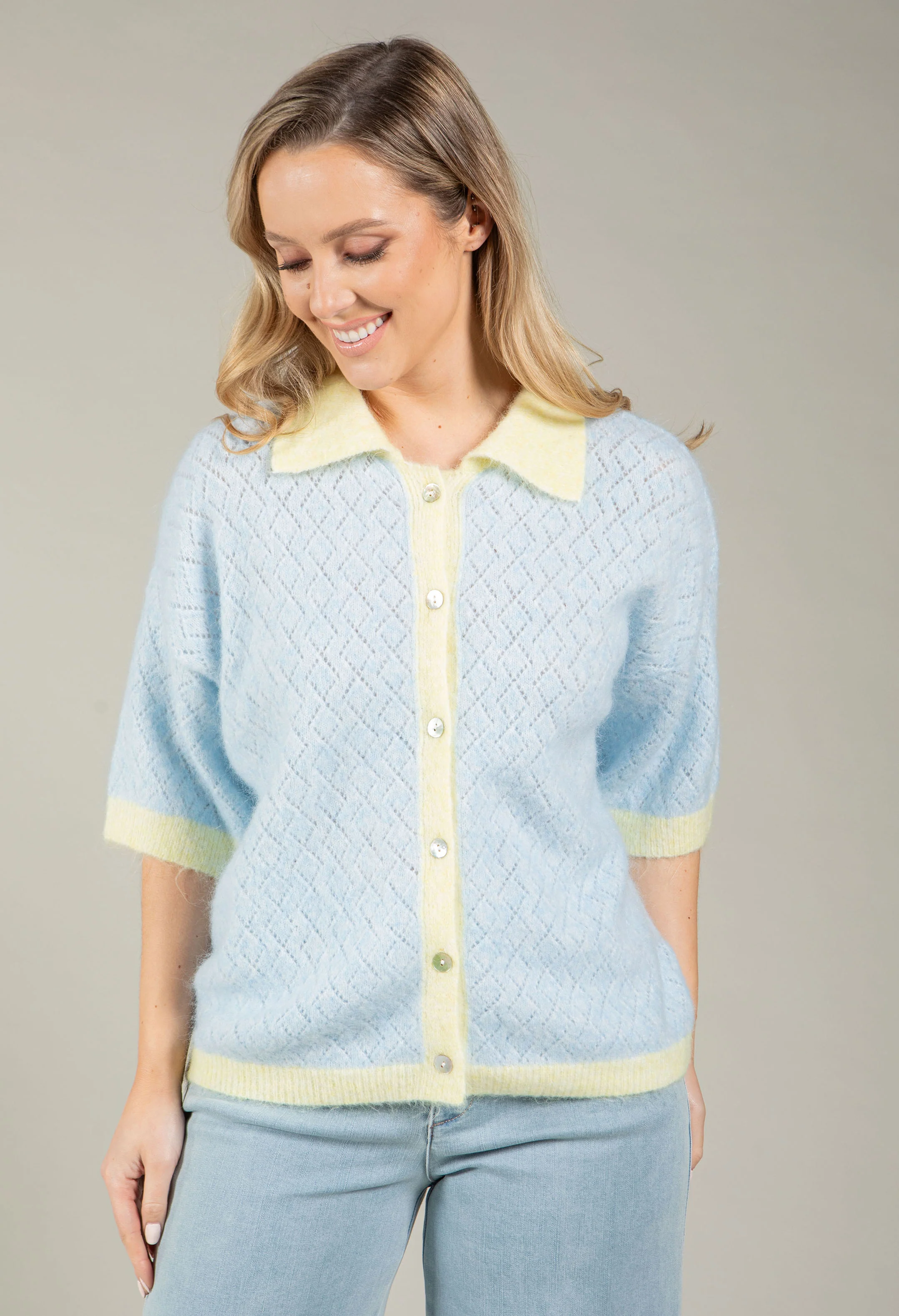 Colour Block Knit Cardigan - Image 2