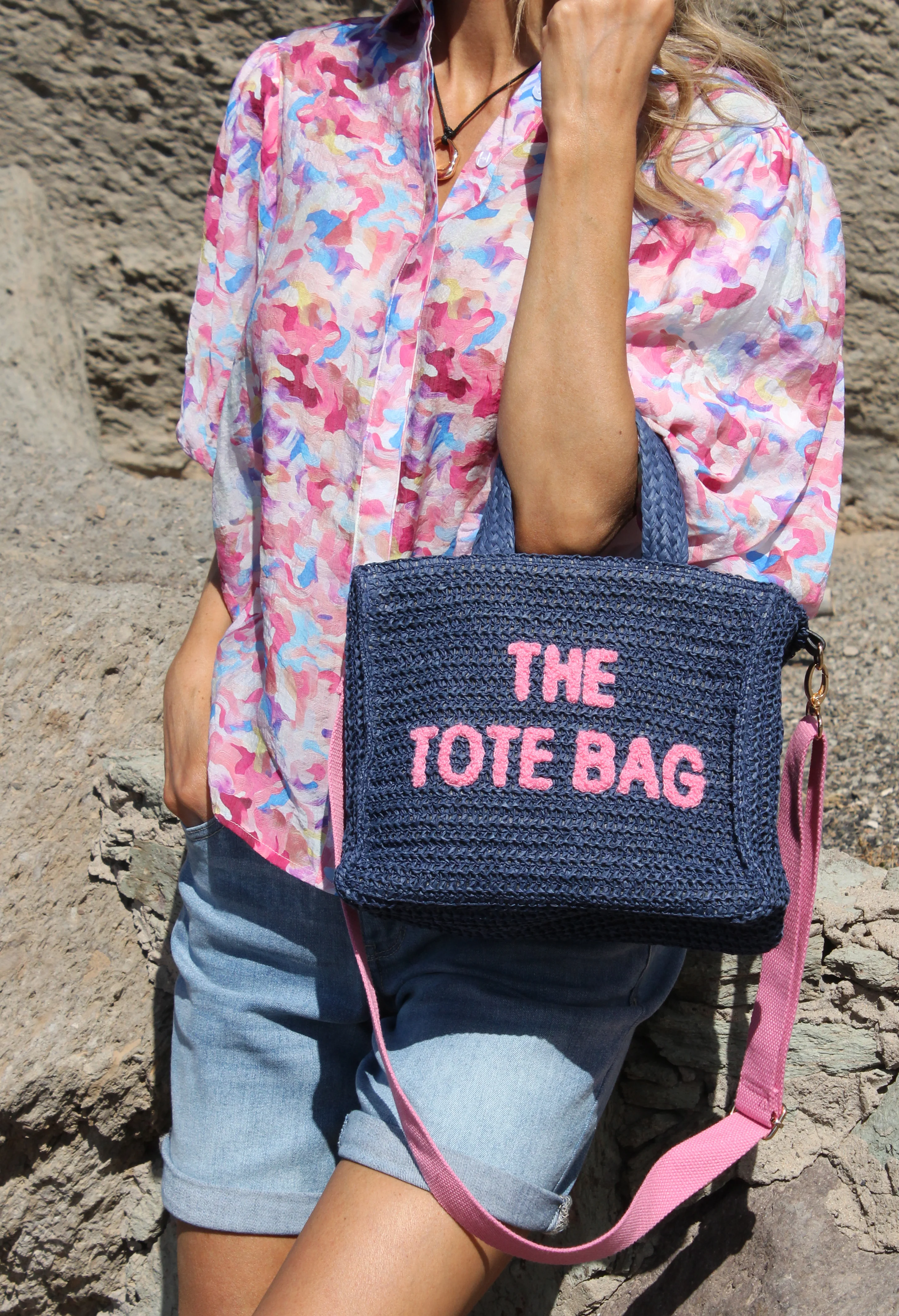 Contrast Crossbody Tote Bag - Image 2