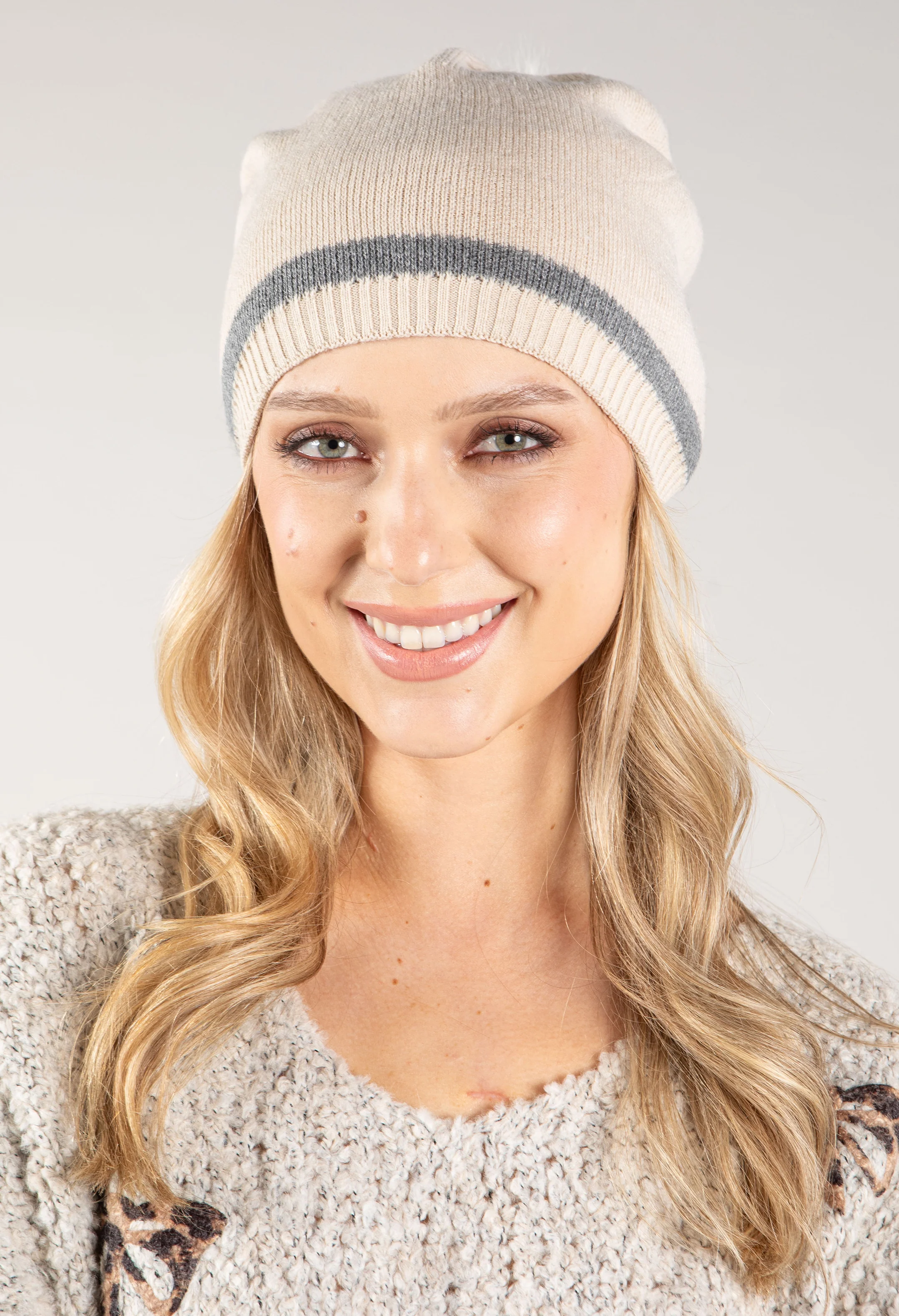 Contrast Stripe Bobble Hat - Image 3