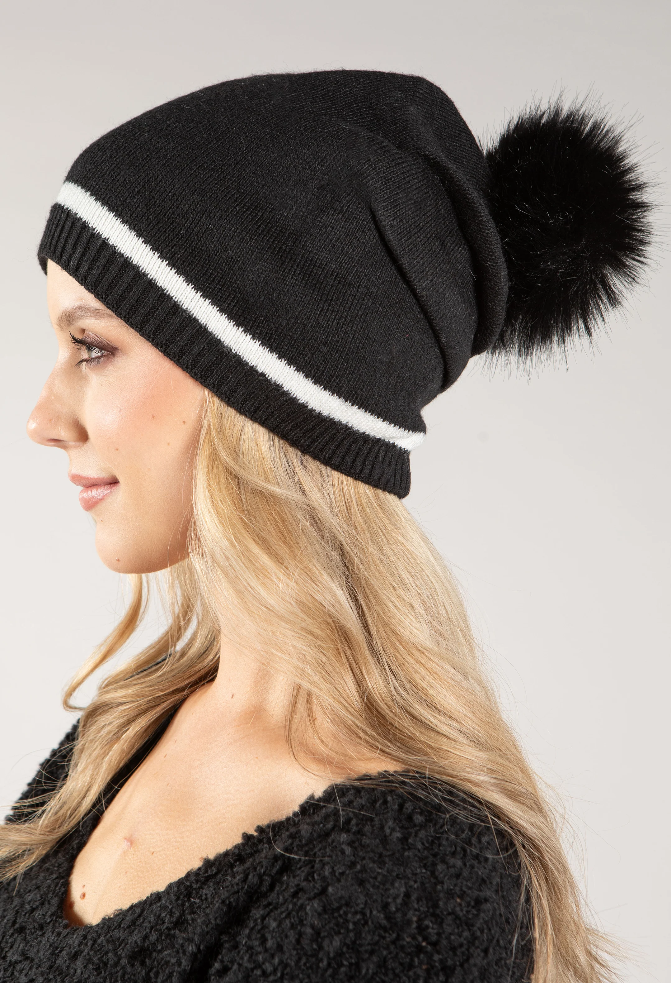 Contrast Stripe Bobble Hat - Image 5