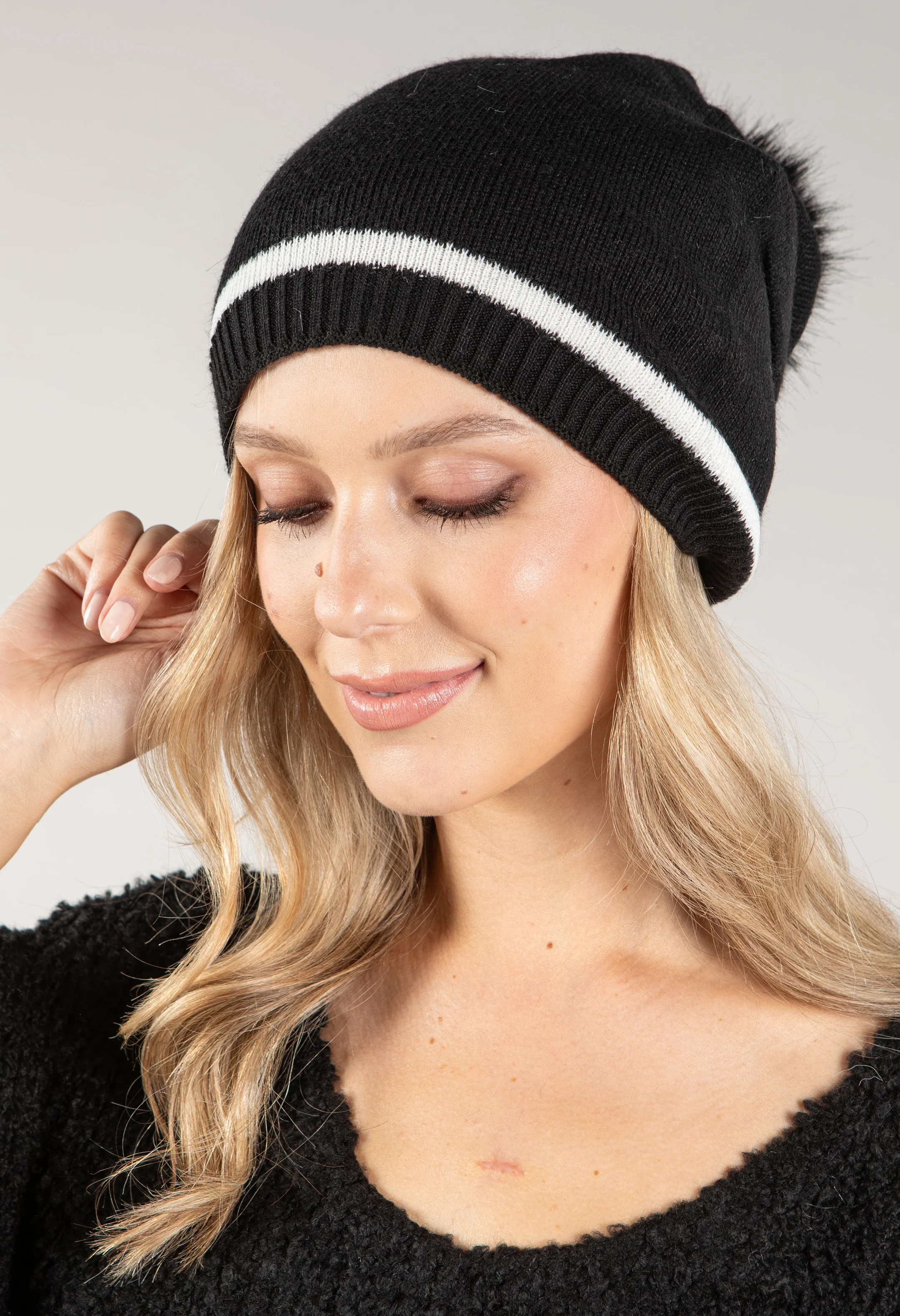 Contrast Stripe Bobble Hat - Image 6