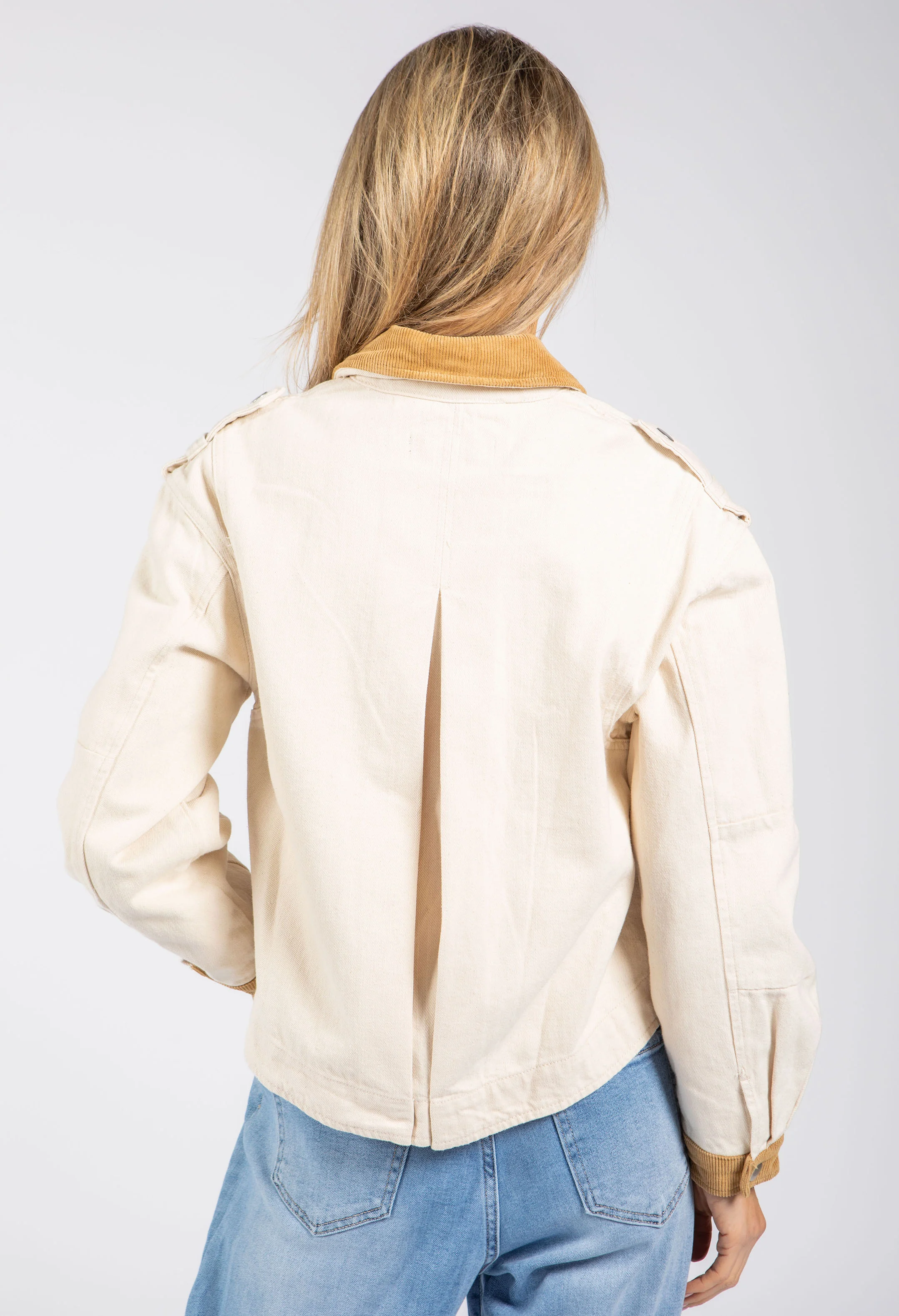 Corduroy Contrast Denim Jacket - Image 4