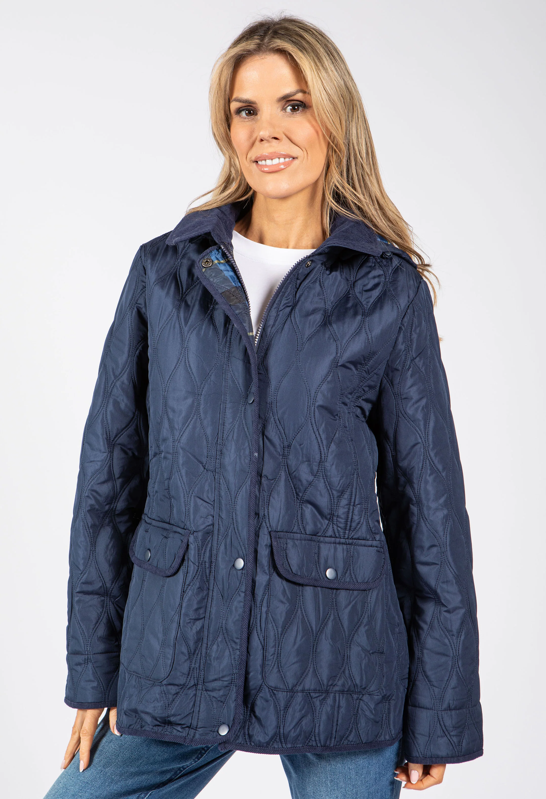 Corduroy Trim Quilted Jacket - Image 10