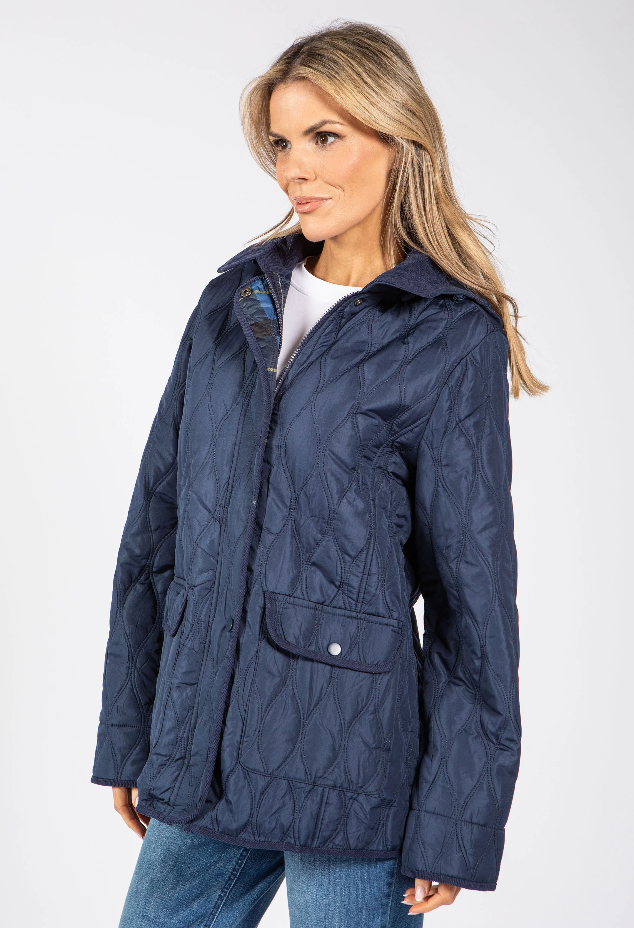 Corduroy Trim Quilted Jacket - Image 11
