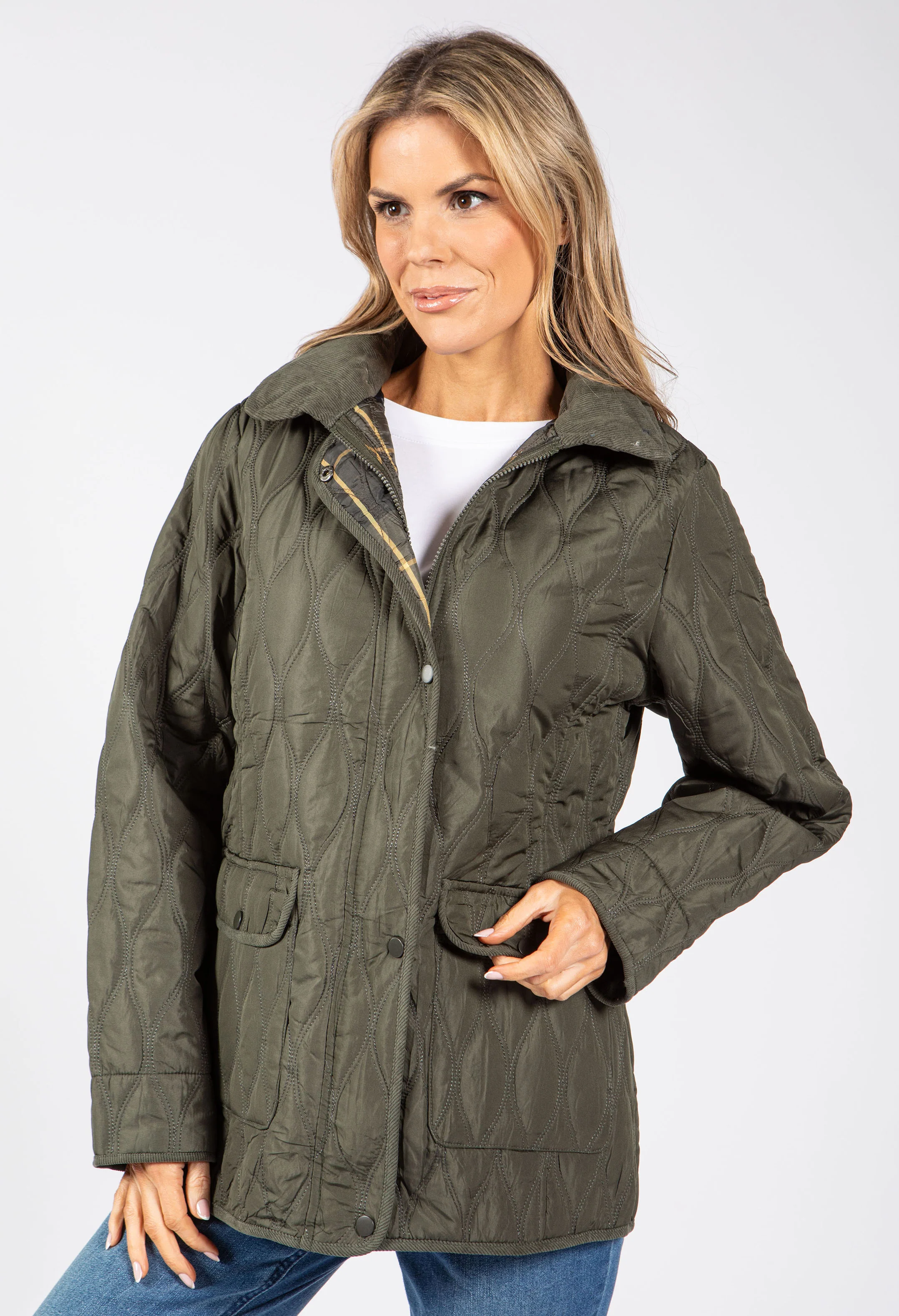 Corduroy Trim Quilted Jacket - Image 14