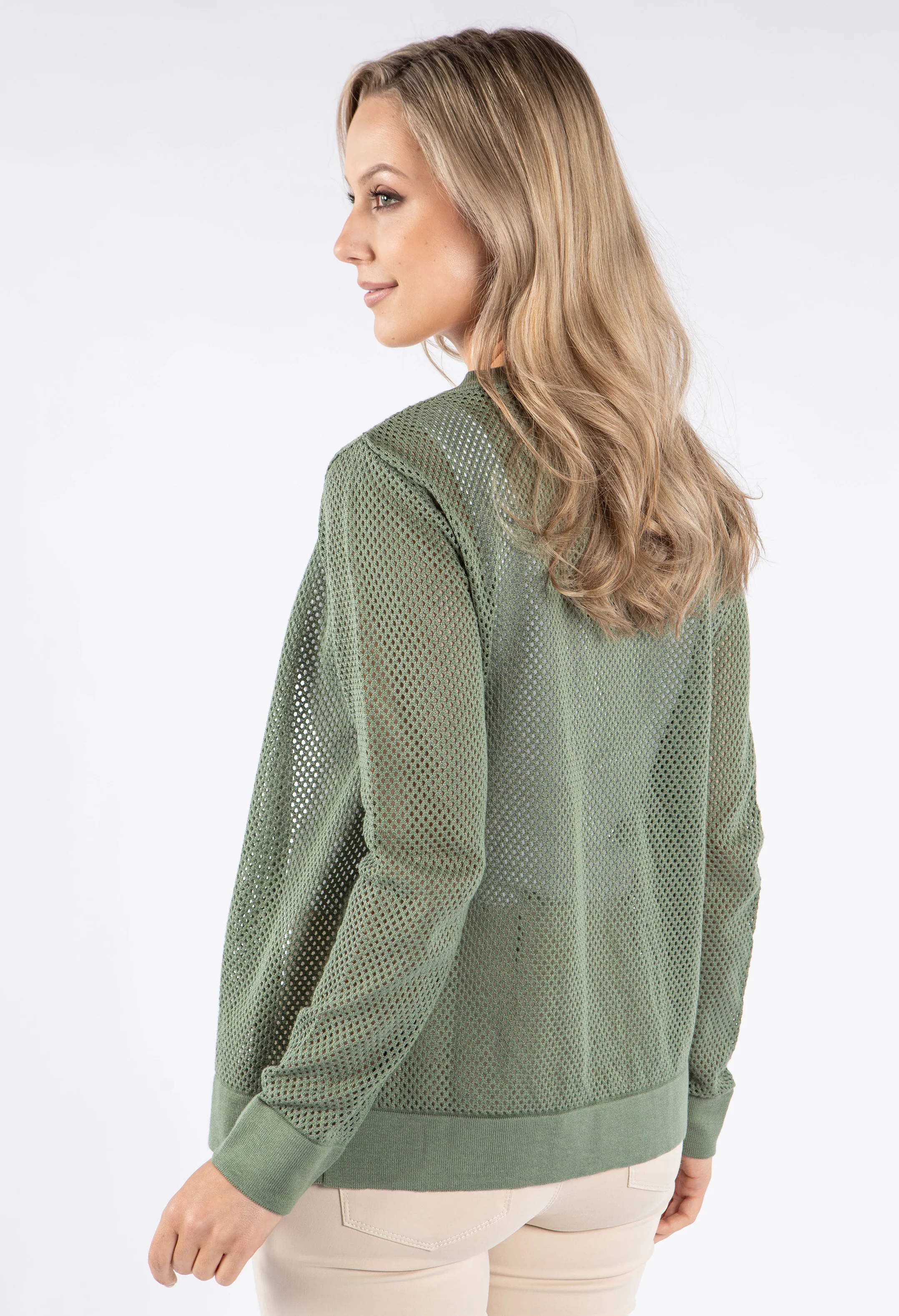 Crochet Knit Bomber Jacket - Image 12