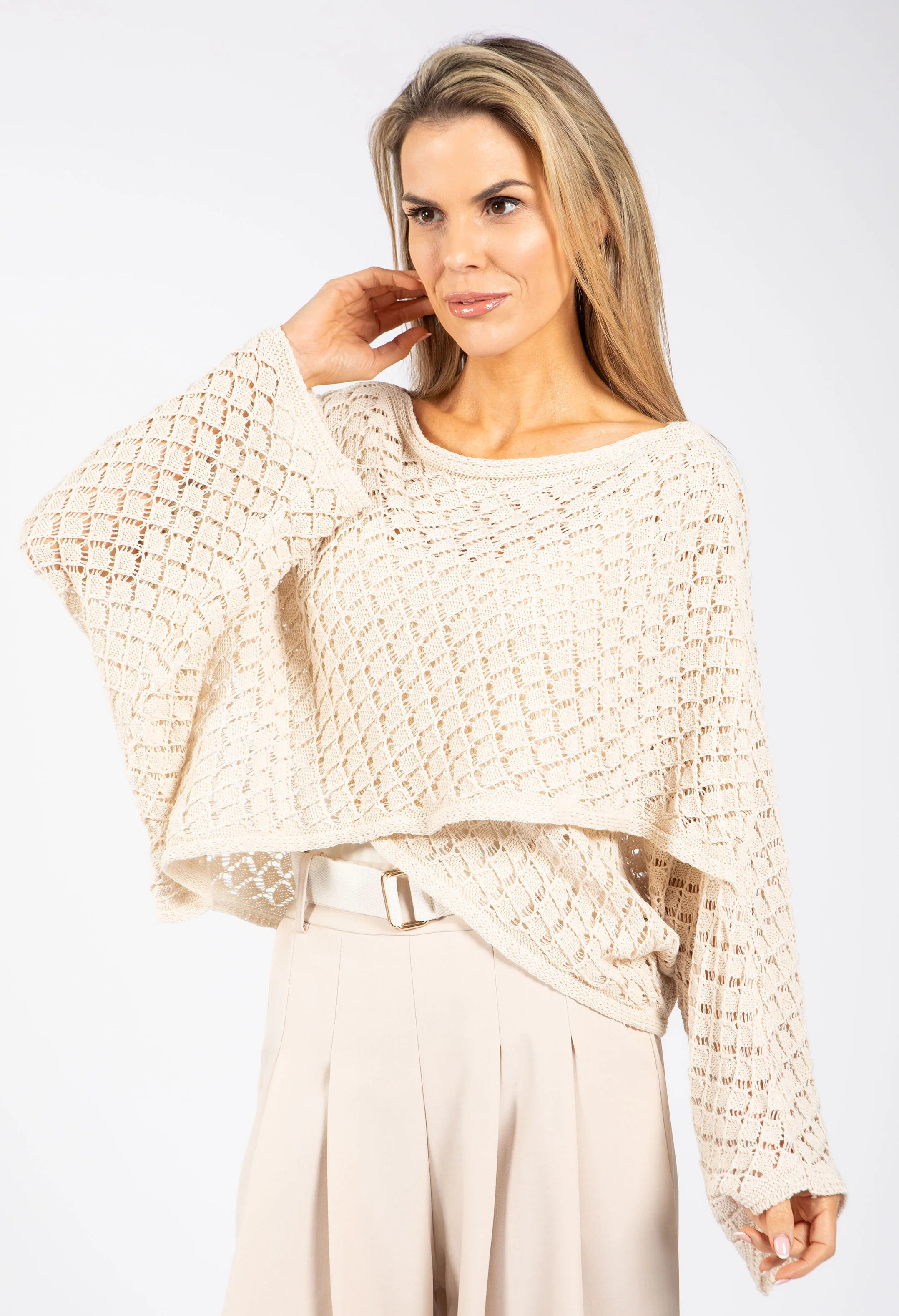 Crochet Knit Crossover Jumper - Image 4