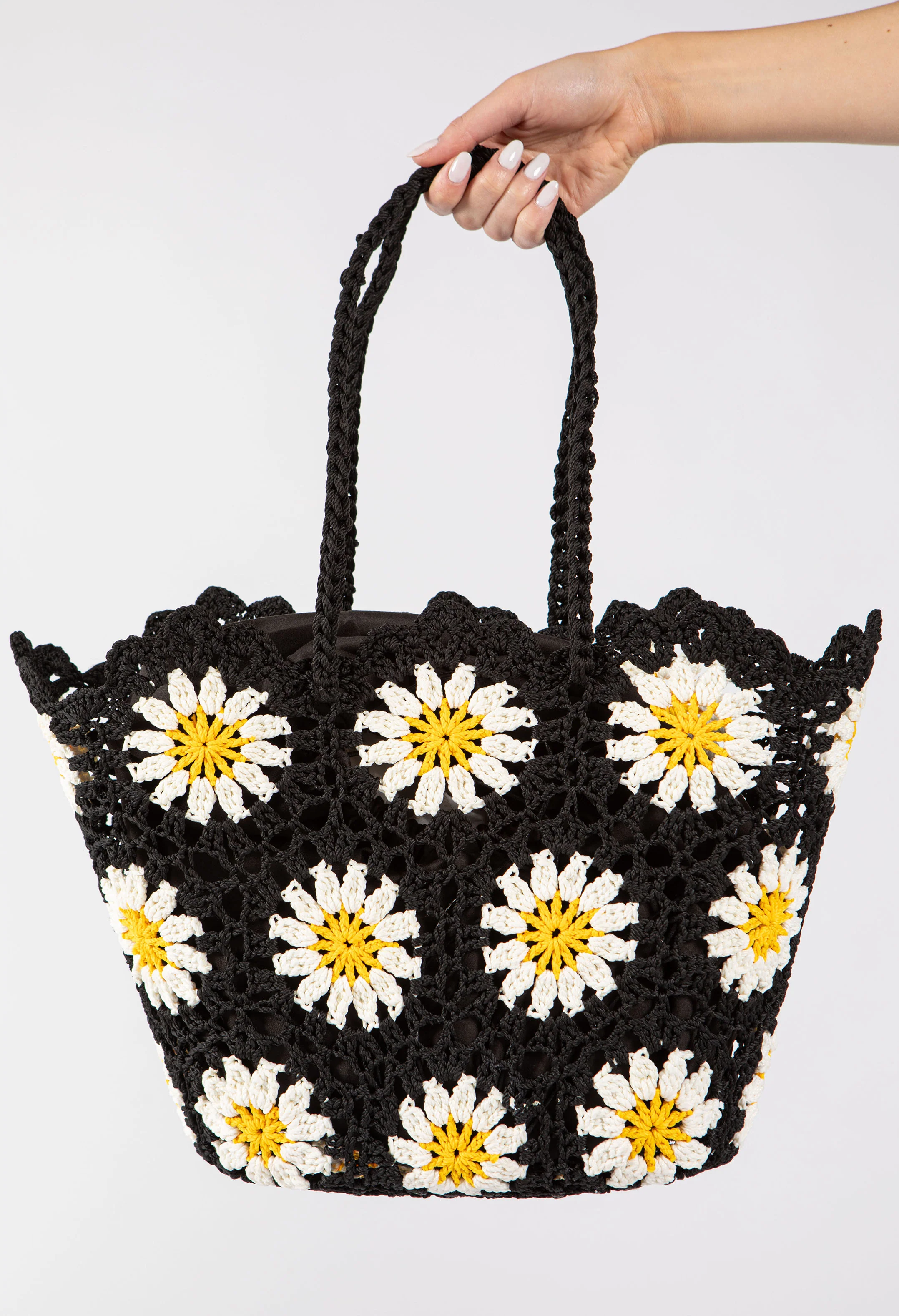 Crochet Knit Daisy Tote Bag - Image 10