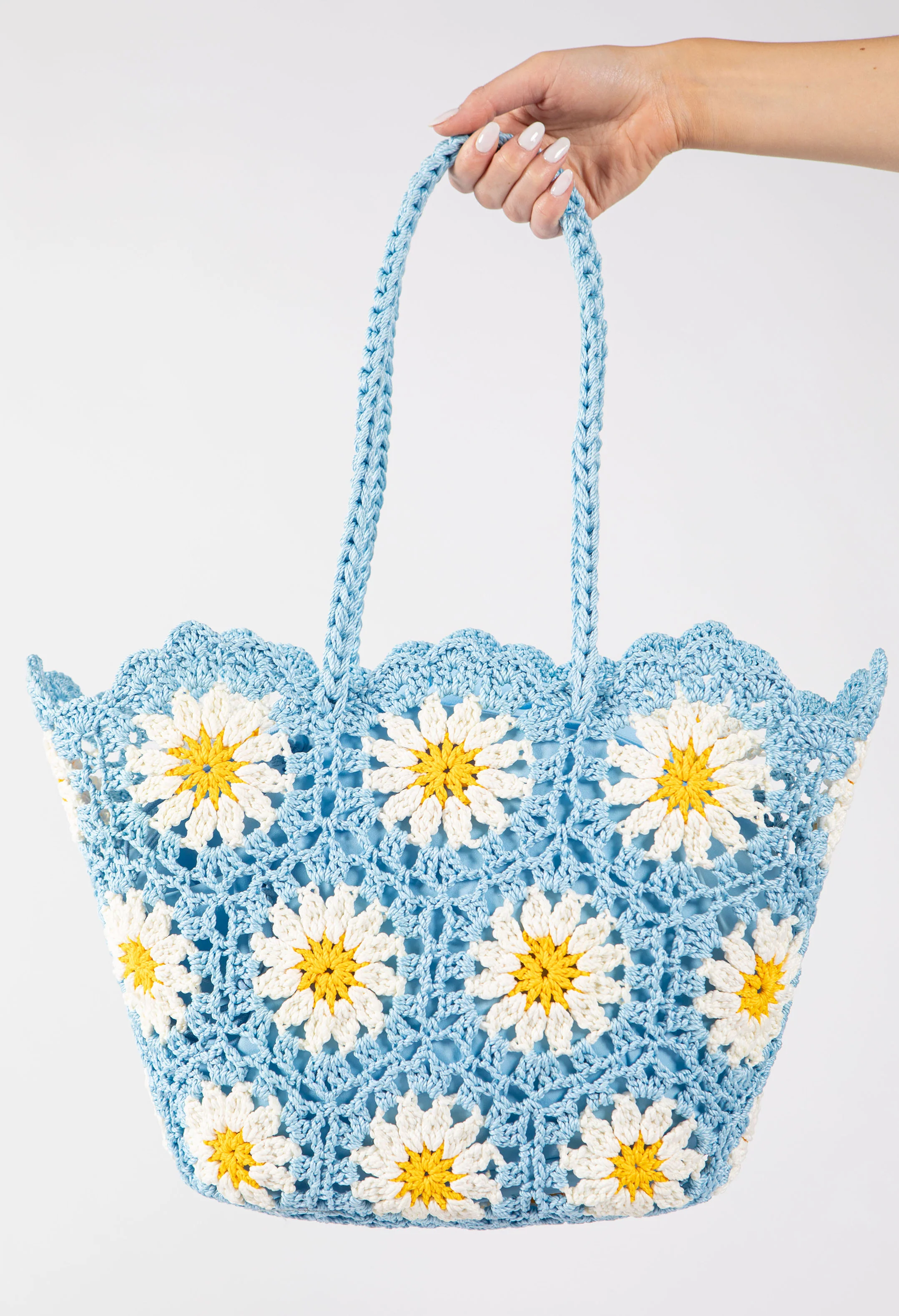 Crochet Knit Daisy Tote Bag - Image 11