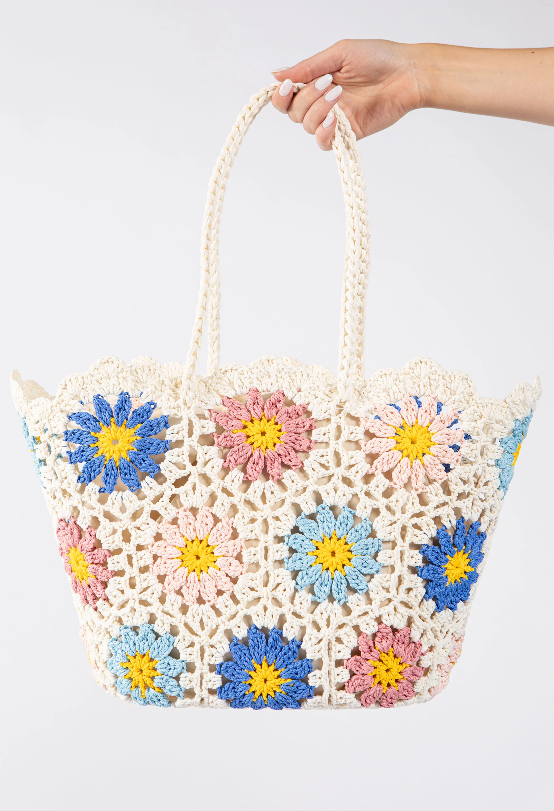 Crochet Knit Daisy Tote Bag - Image 8