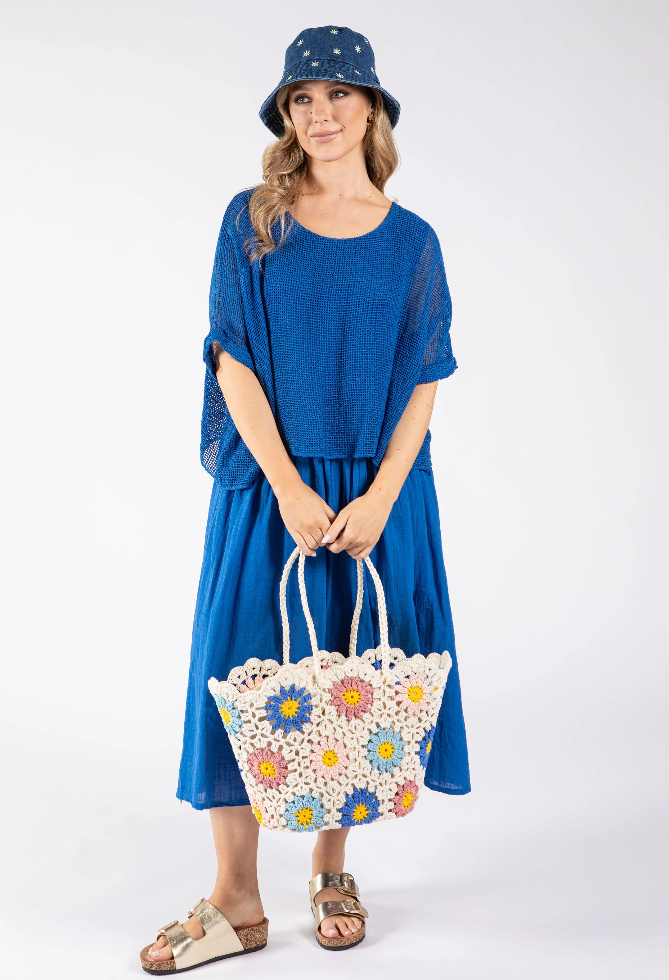 Crochet Knit Daisy Tote Bag - Image 9