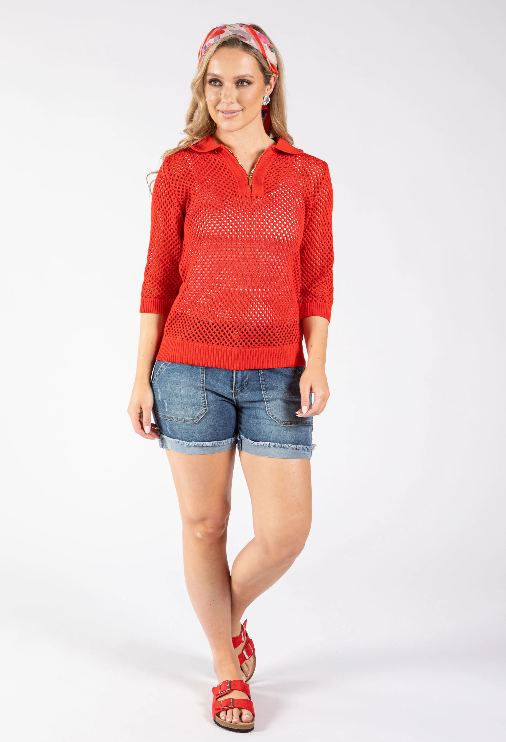 Crochet Knit Polo Top - Image 19