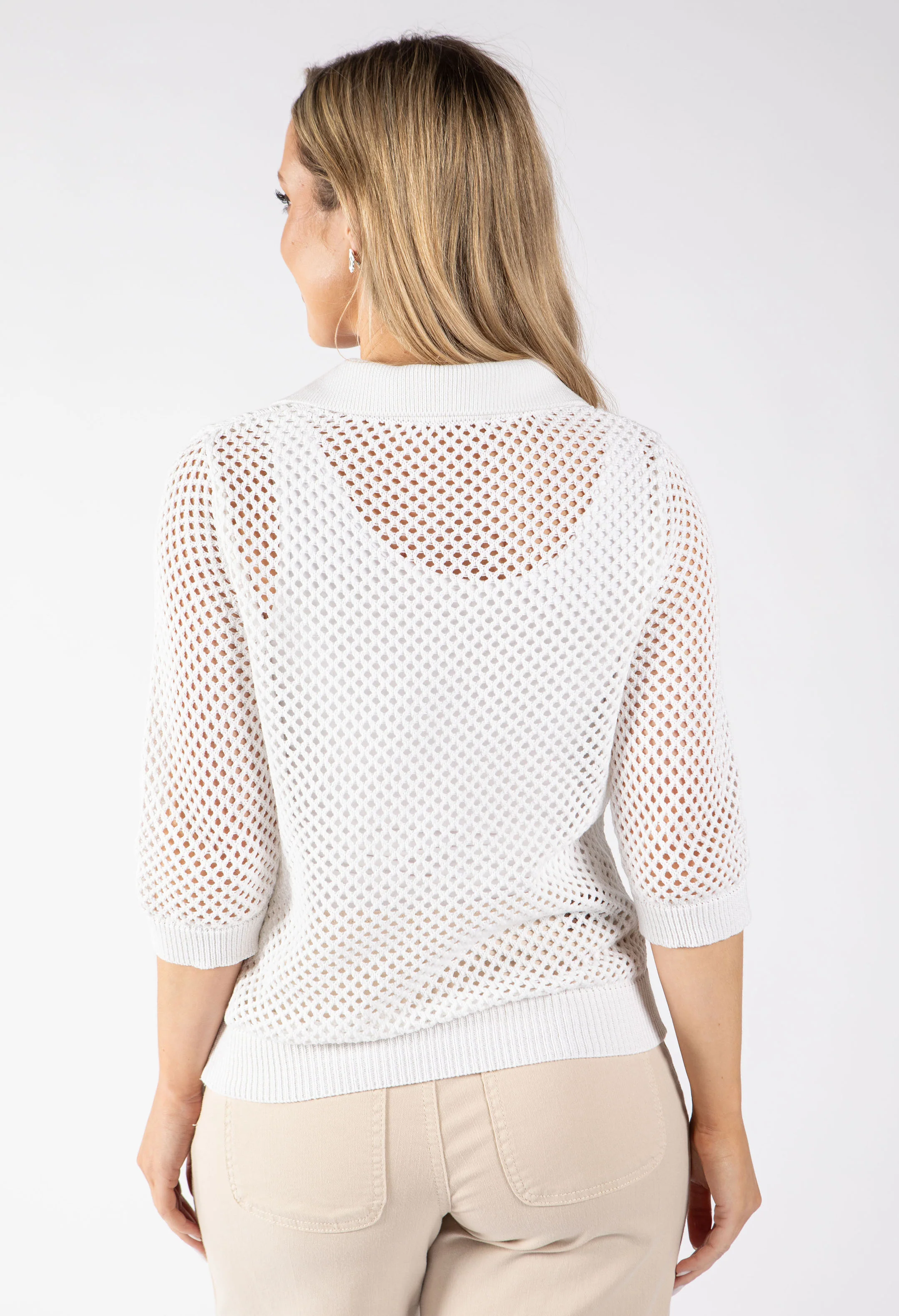 Crochet Knit Polo Top - Image 5