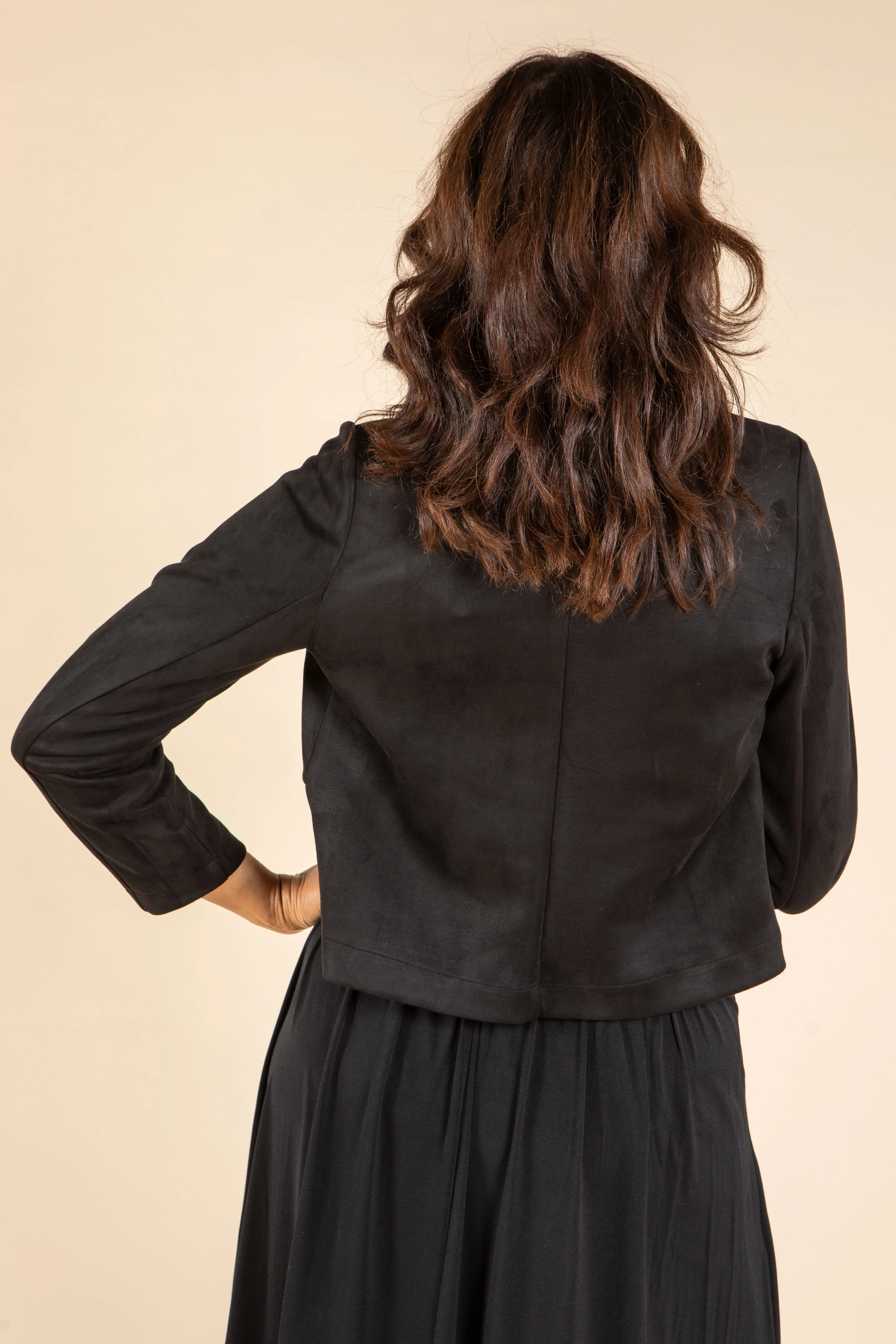 Cropped Faux Suede Jacket - Image 10