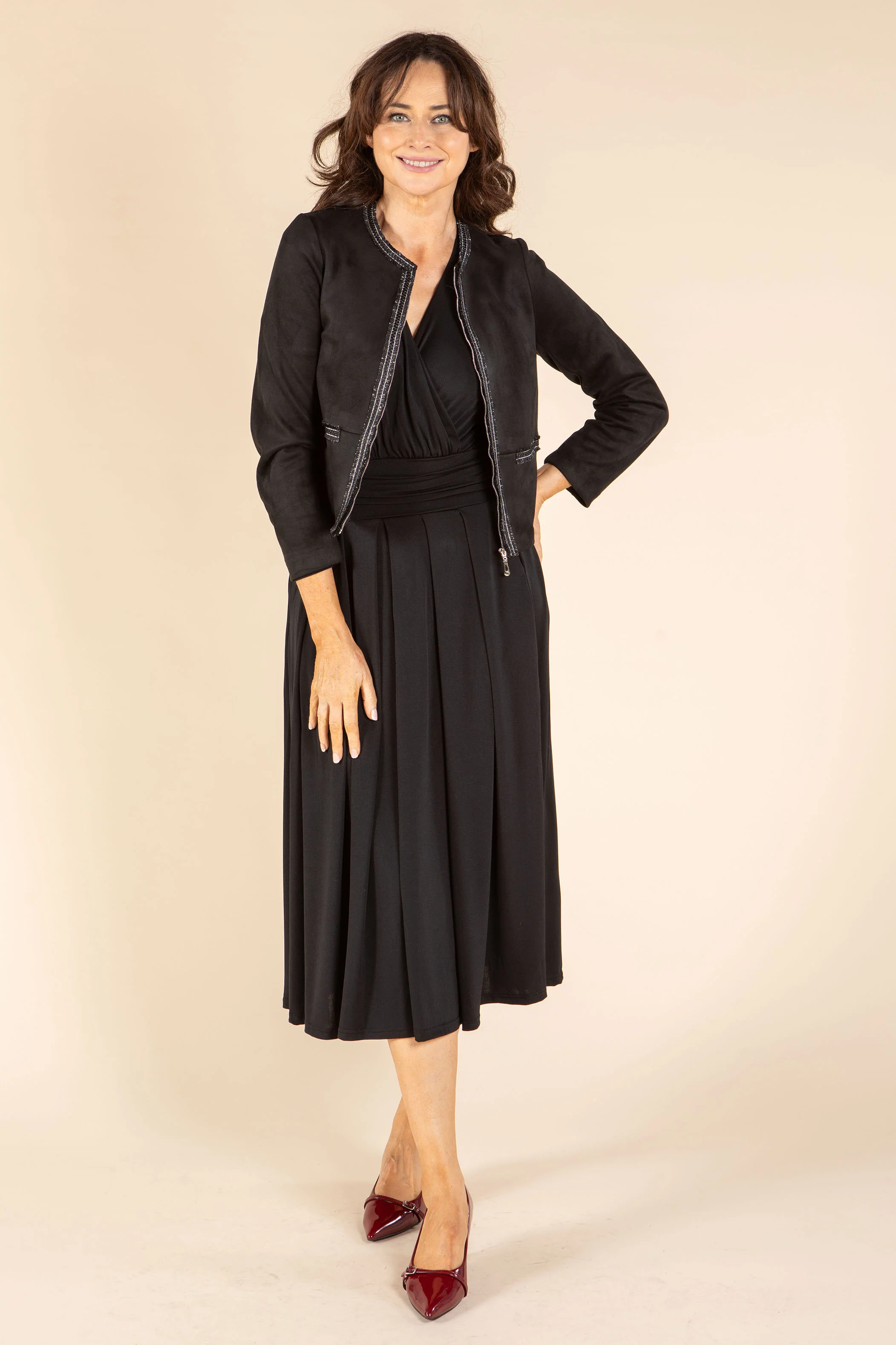 Cropped Faux Suede Jacket - Image 11
