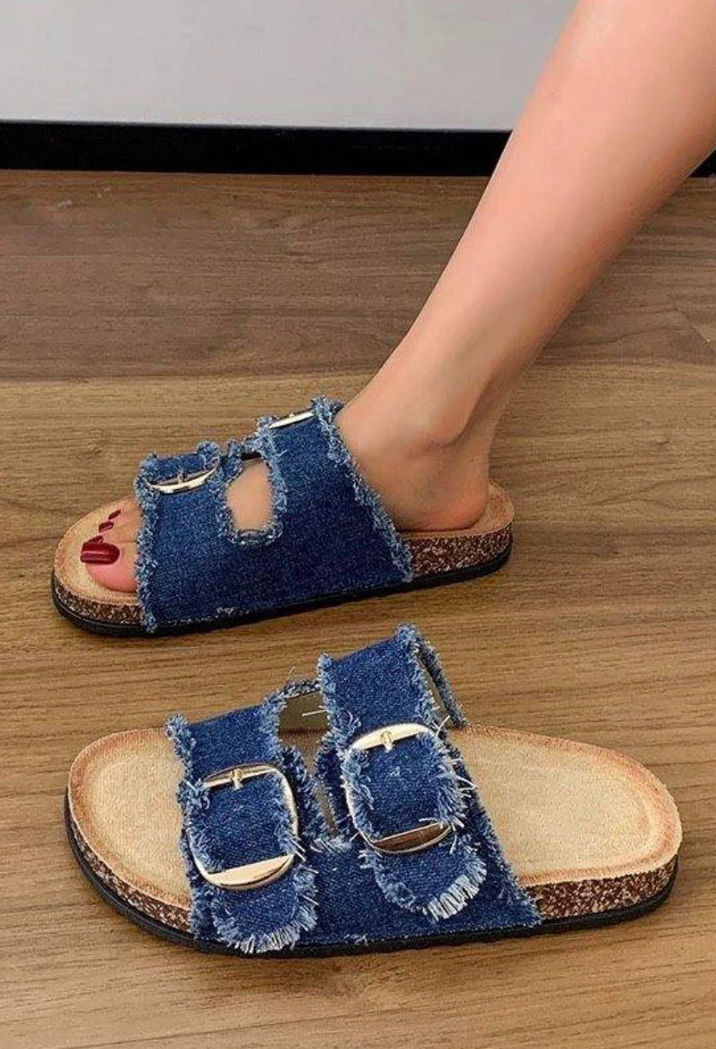Denim Double Strap Sandal