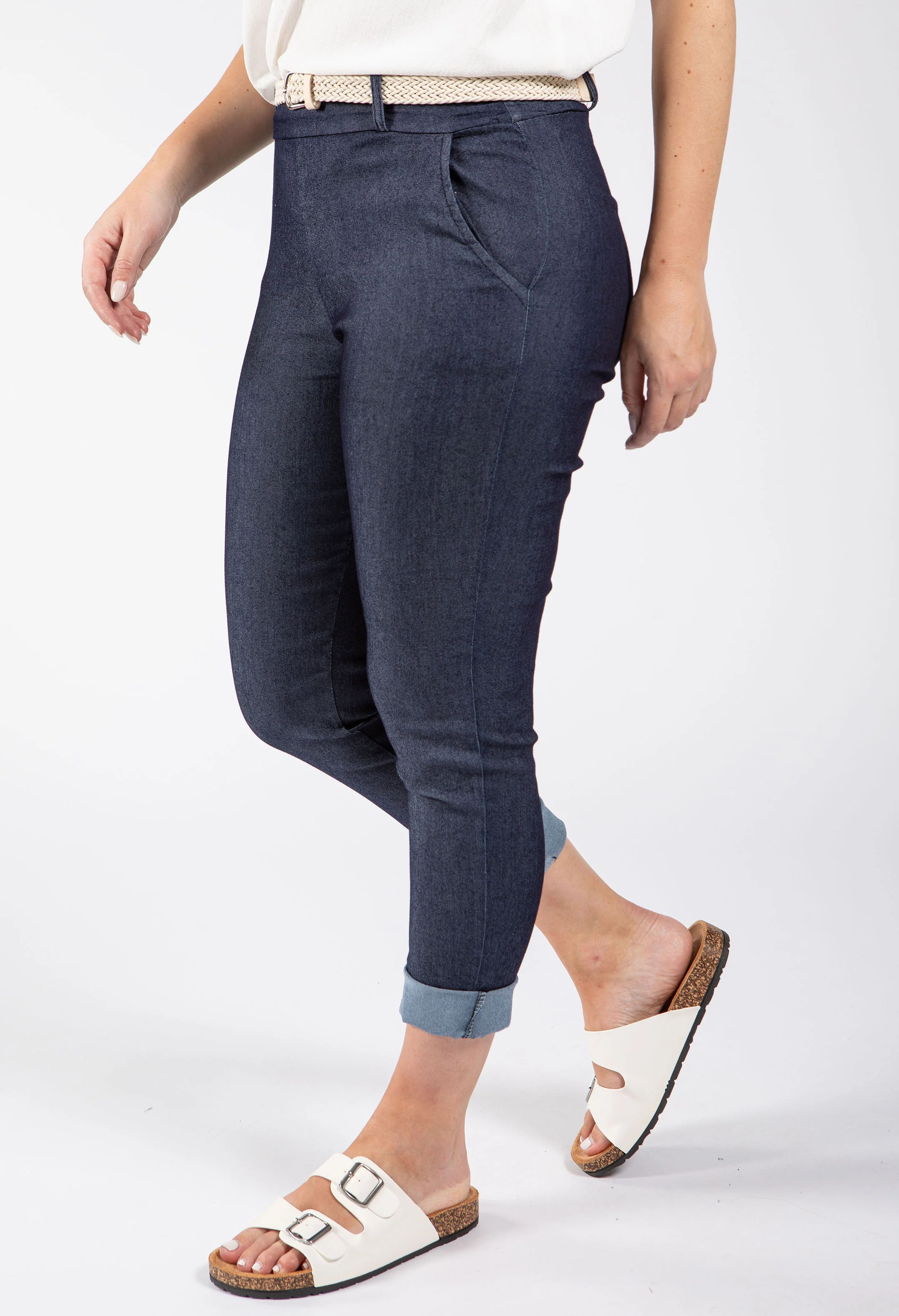 Denim Look Slim Fit Trousers - Image 4