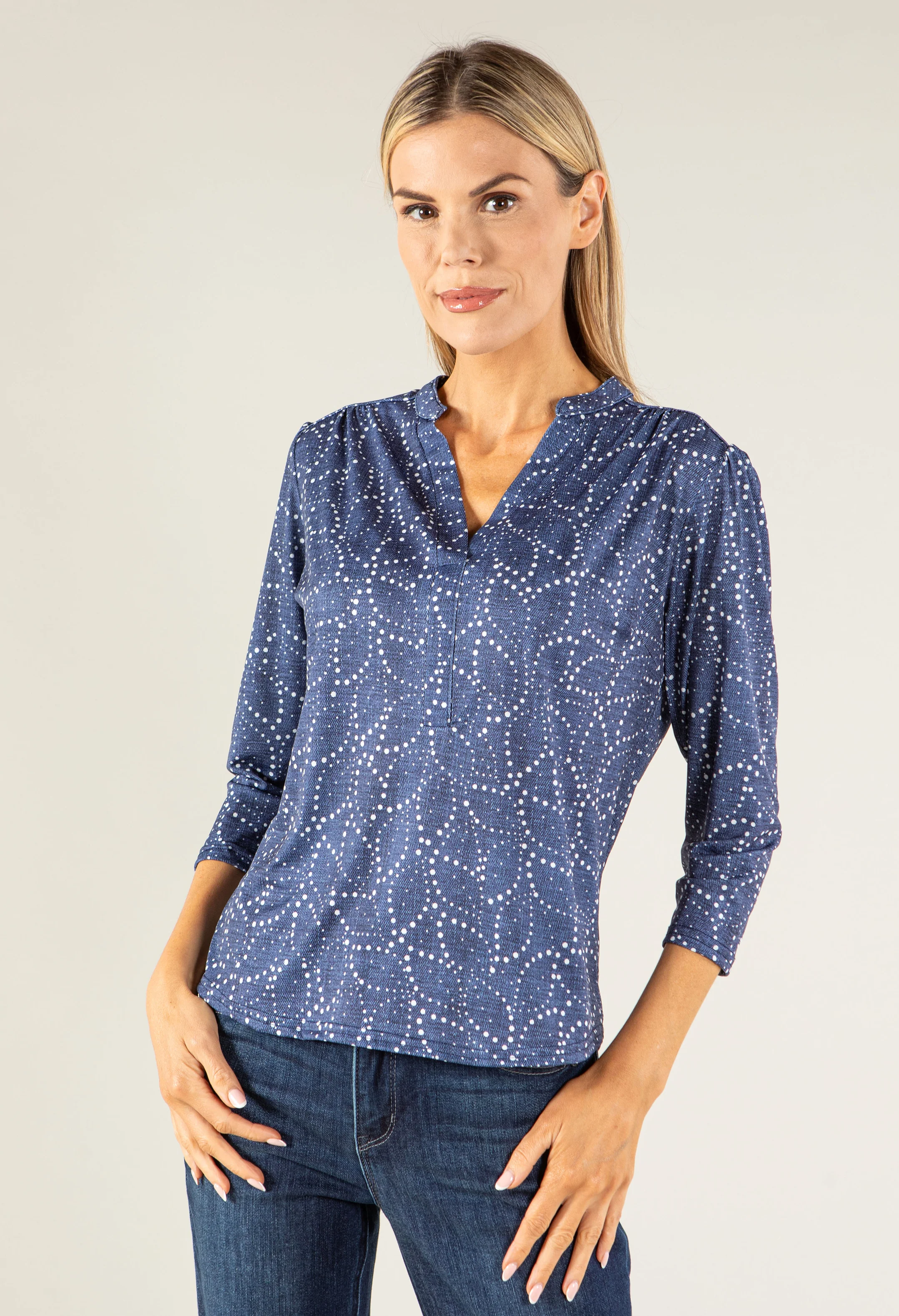 Denim Look V-Neck Top