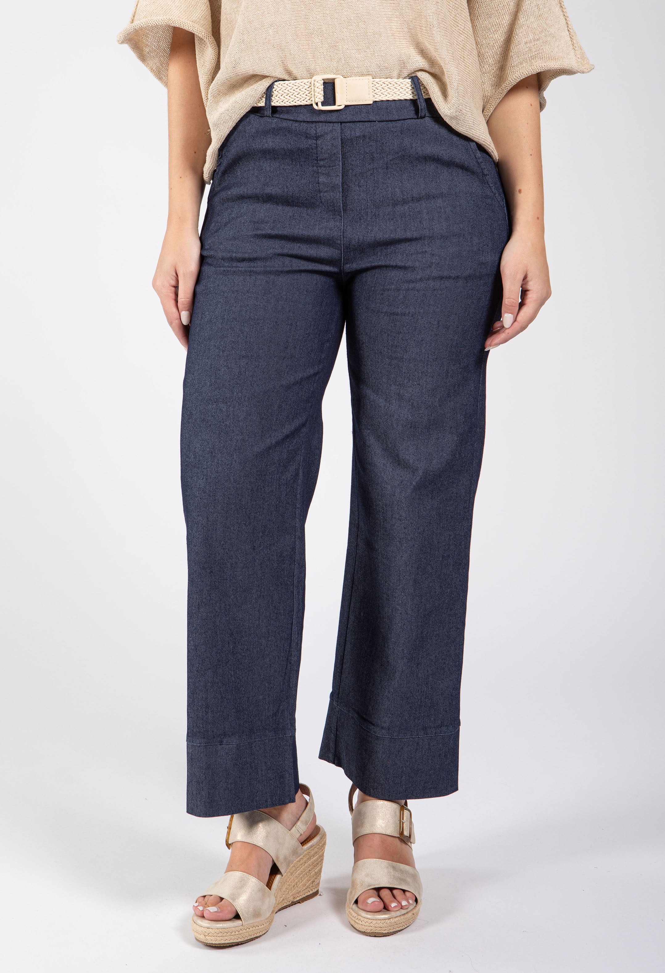 Denim Look Wide Leg Trousers - Image 2